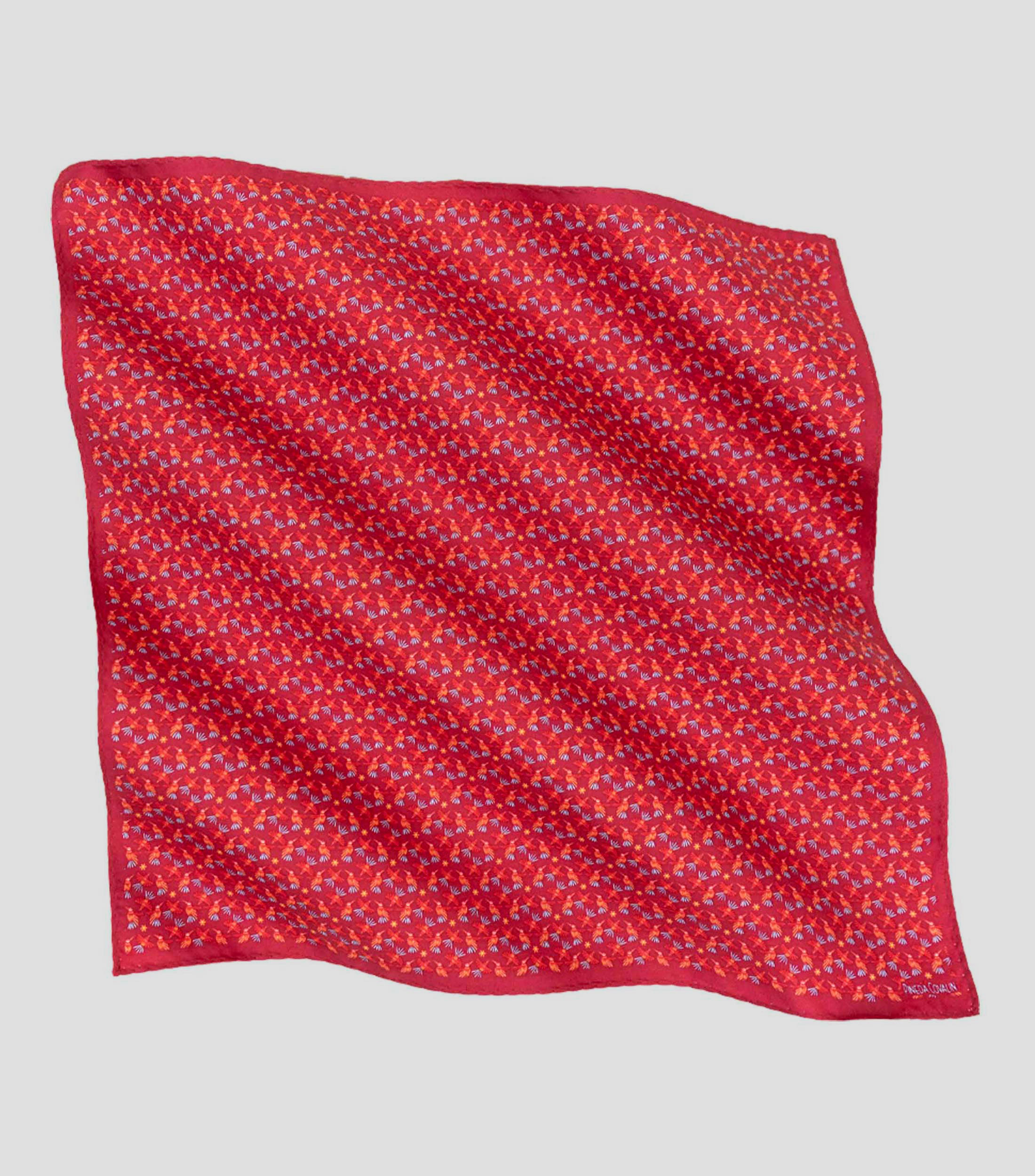 Pañuelo de seda rojo Colibrí Hombre