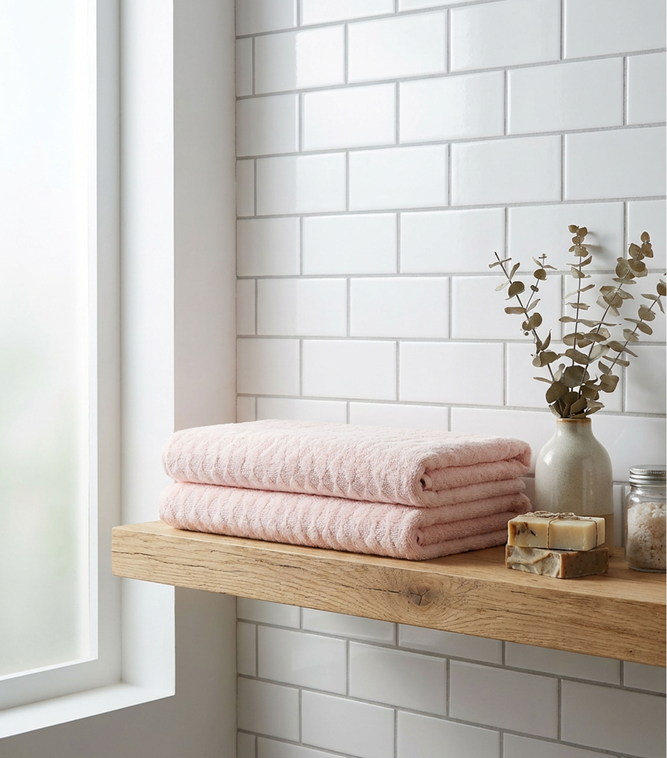 Toalla de medio baño rosa