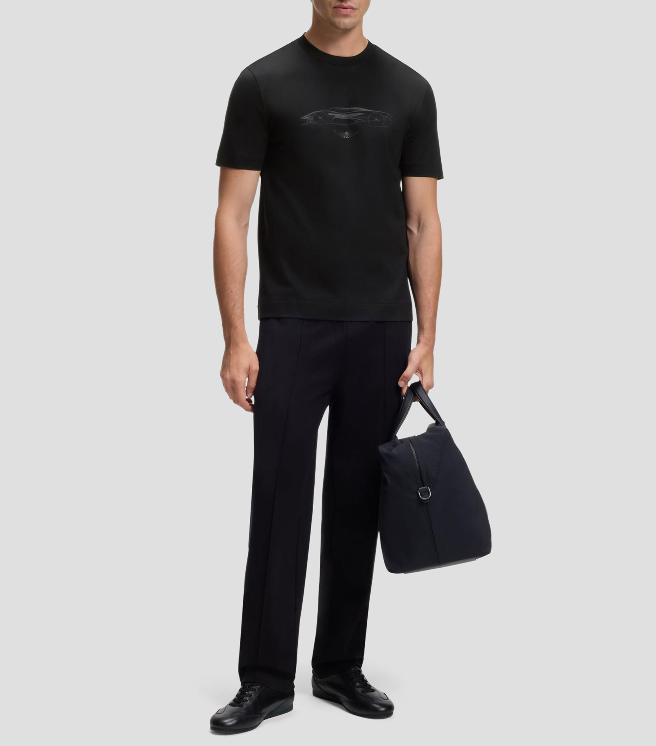 Playera Boss x Aston Martin de algodón con gráfico de coche Hombre