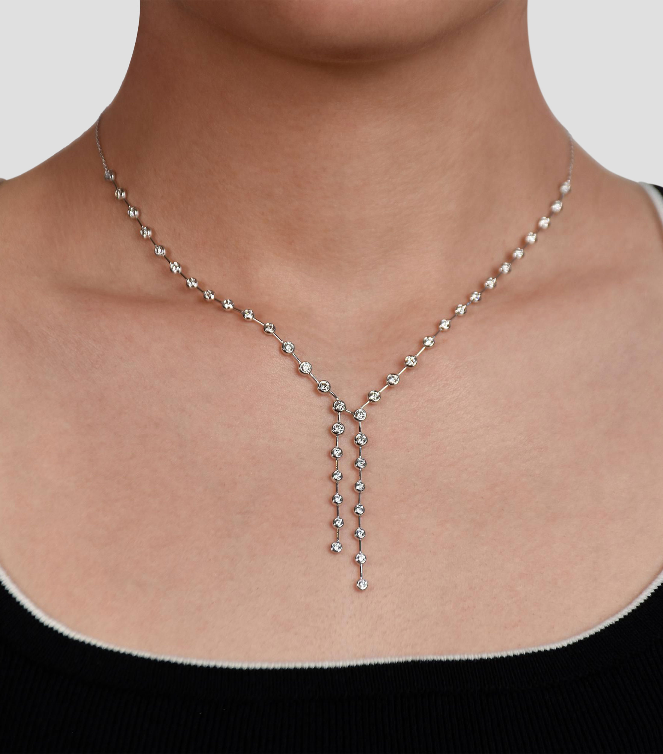 Gargantilla en oro blanco de 14 kilates con diamante Mujer