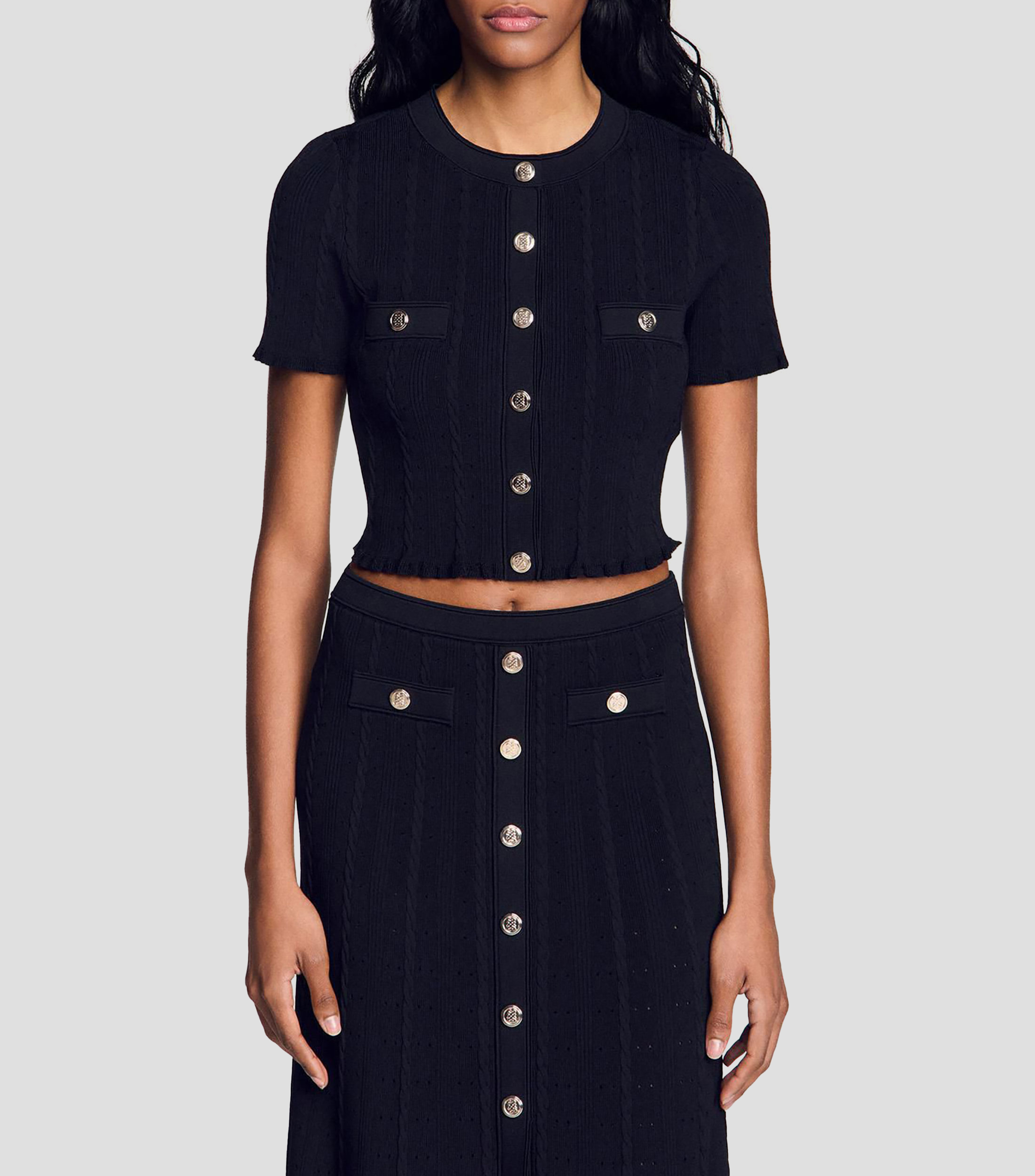 Blusa lisa con manga corta Mujer