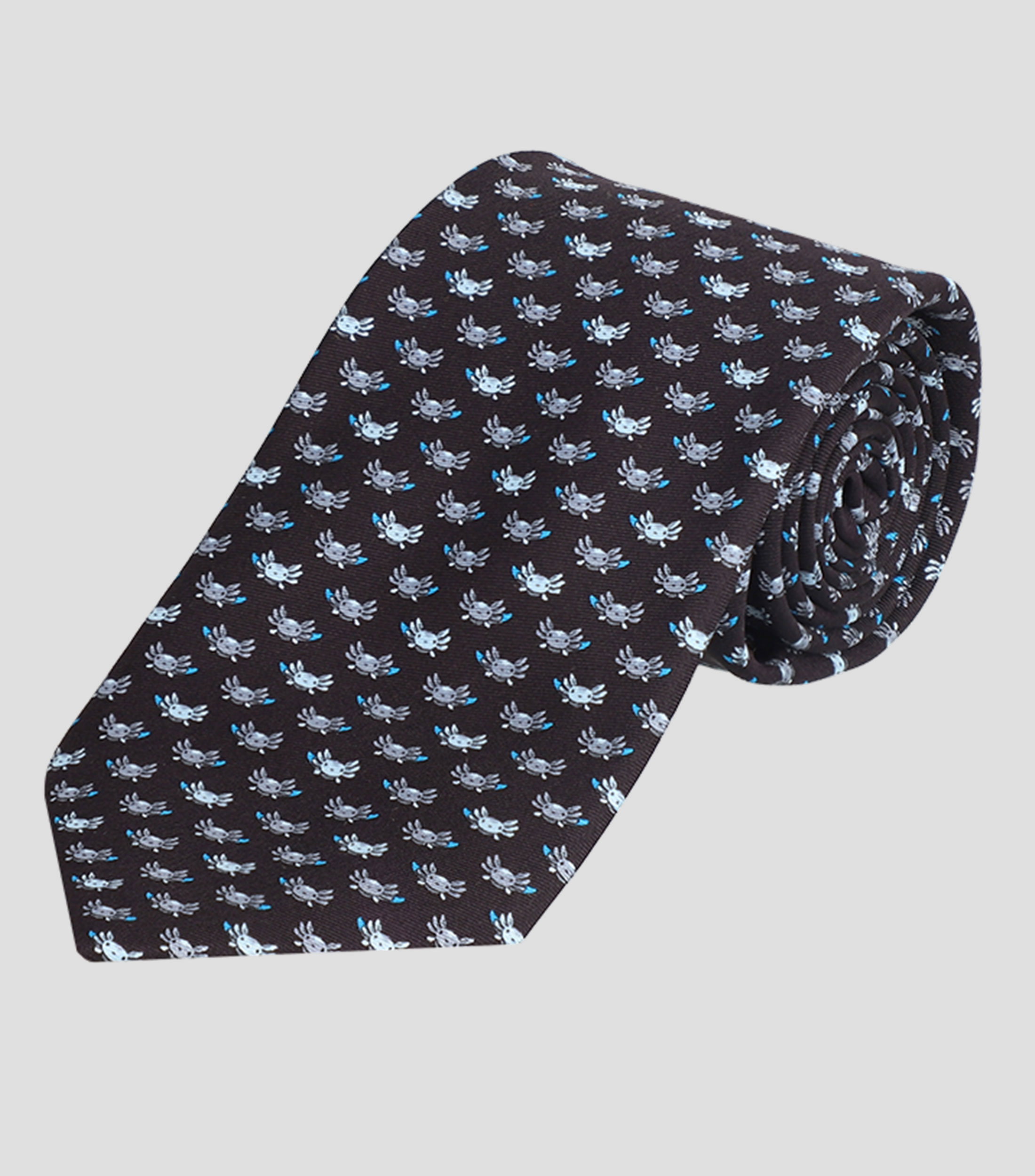 Corbata ancha en seda con ajolotes Hombre
