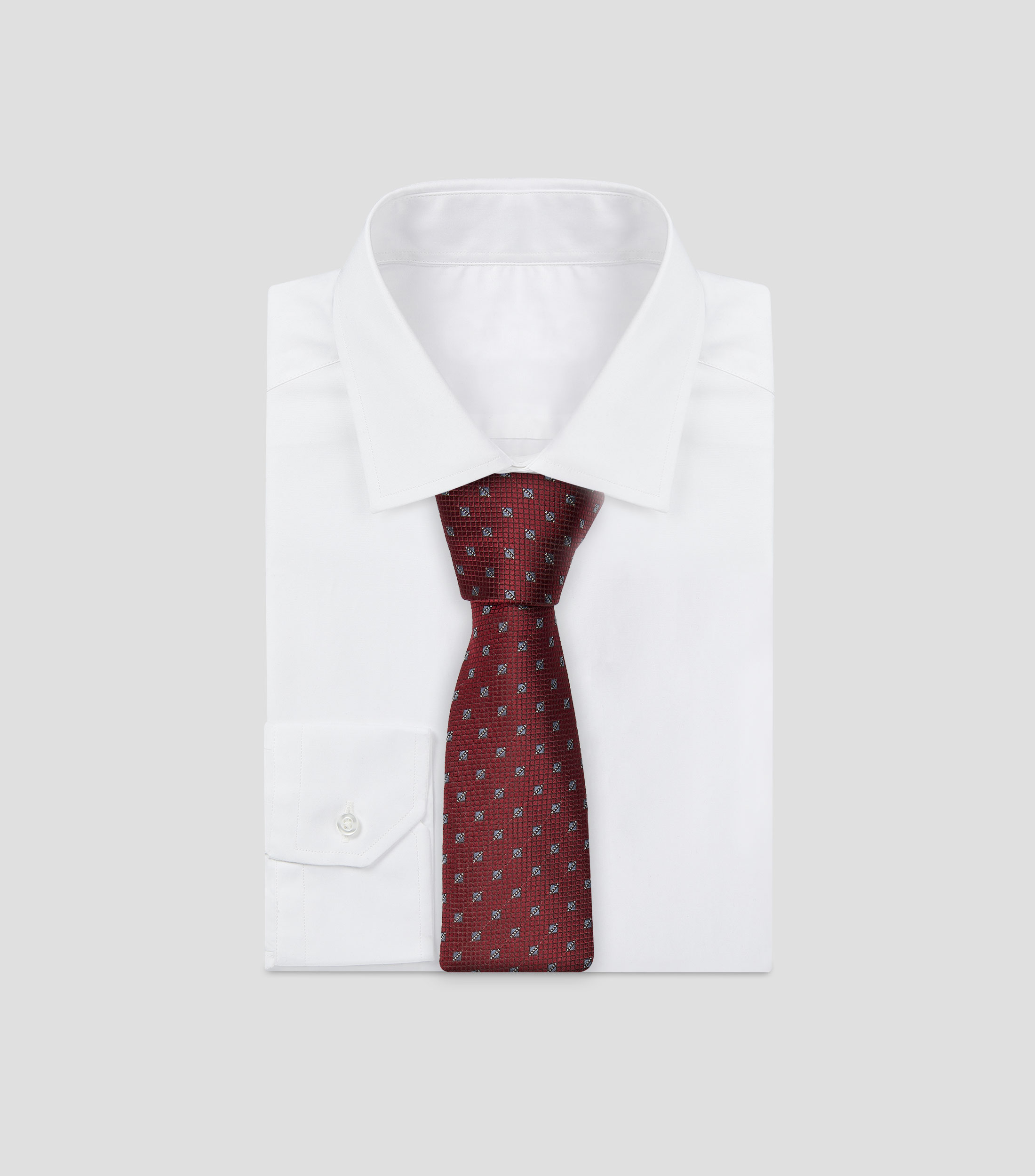 Corbata ancha en seda vino con jacquard