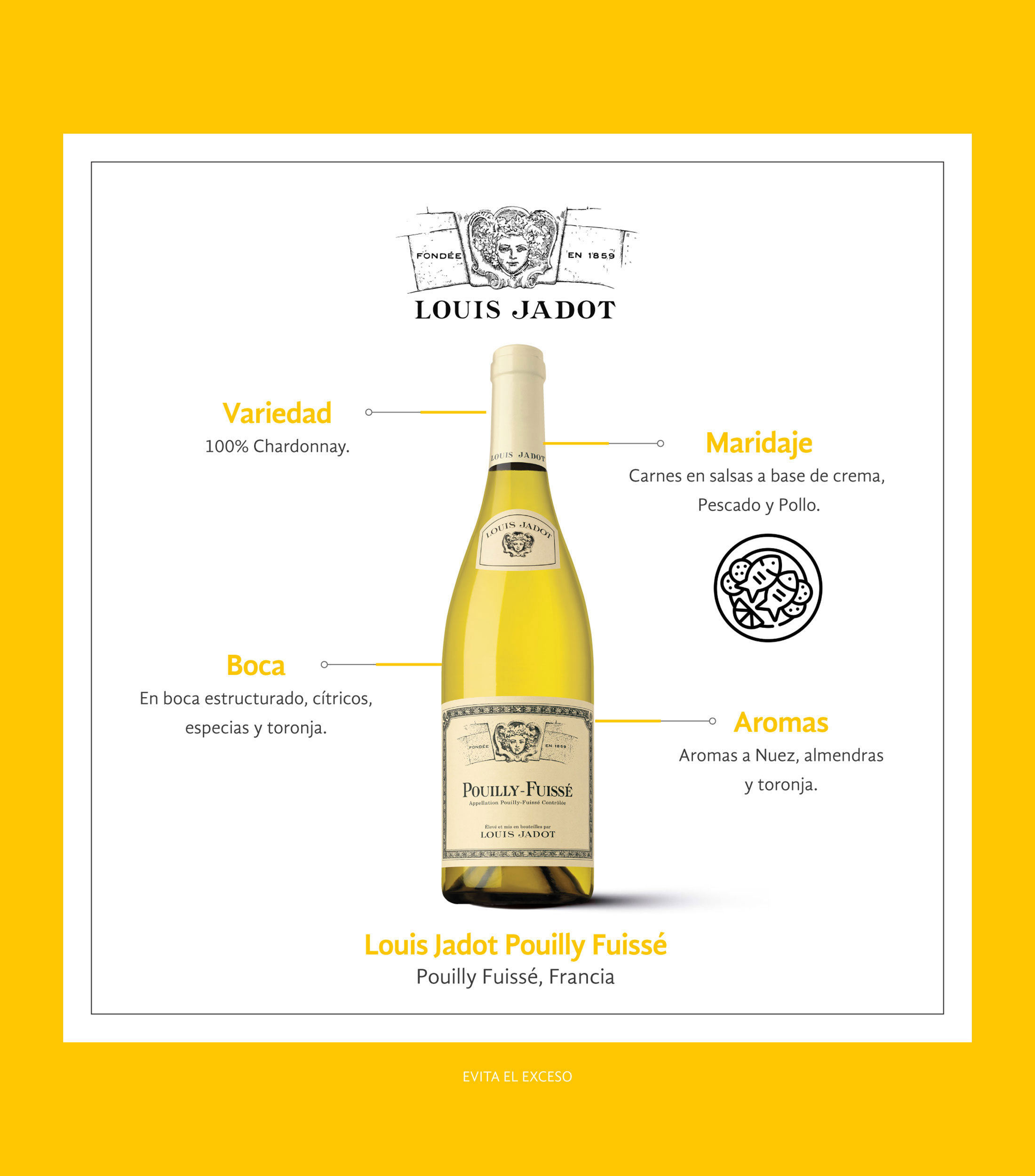 Vino blanco Chardonnay Pouilly-Fuisse 2023, Francia, 750 ml
