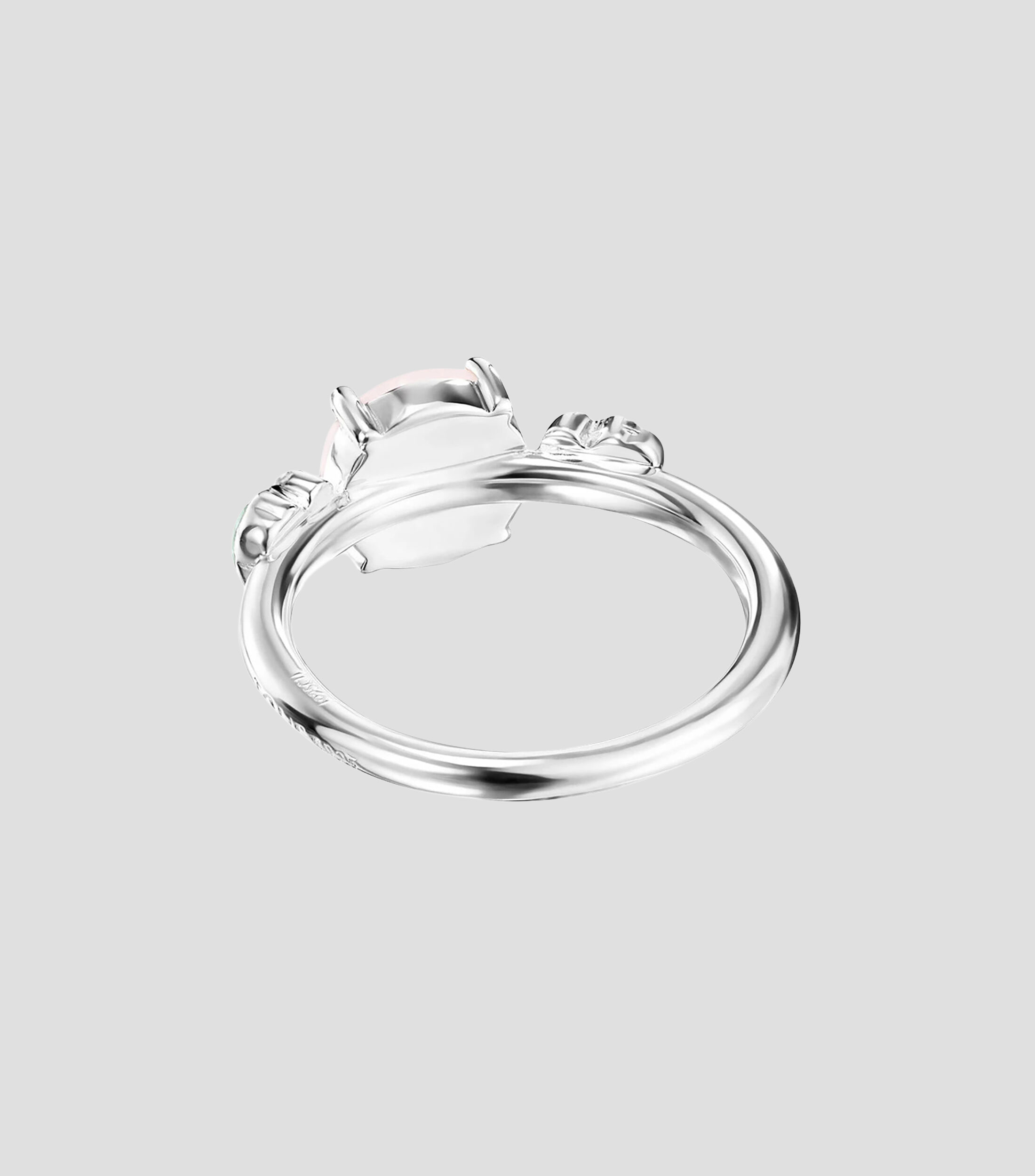 Anillo en plata con dos osos con gema Mujer