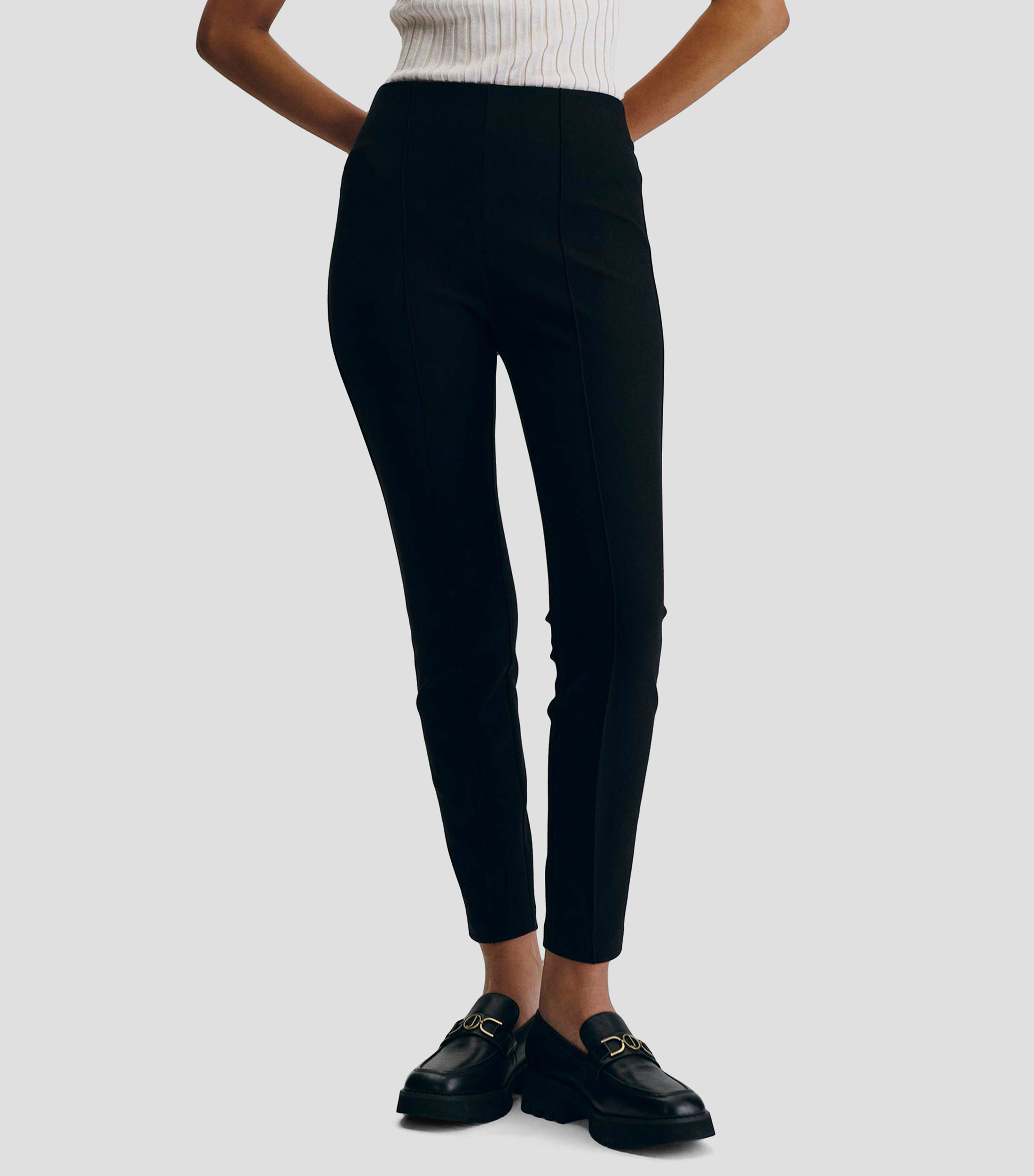 Leggings Tiro Alto Con Costilla Mujer