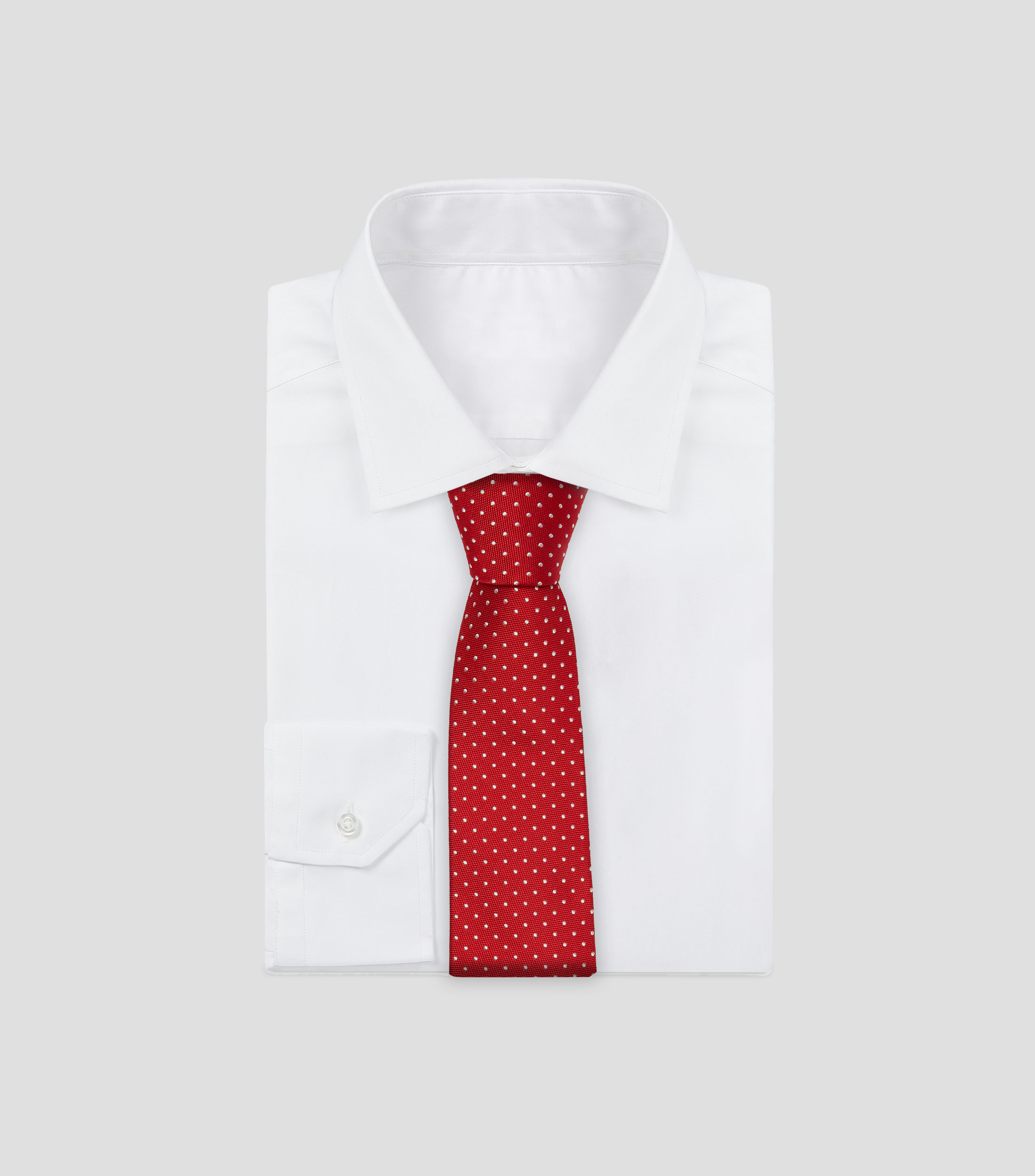 Corbata ancha en seda rojo con polkadots Brera