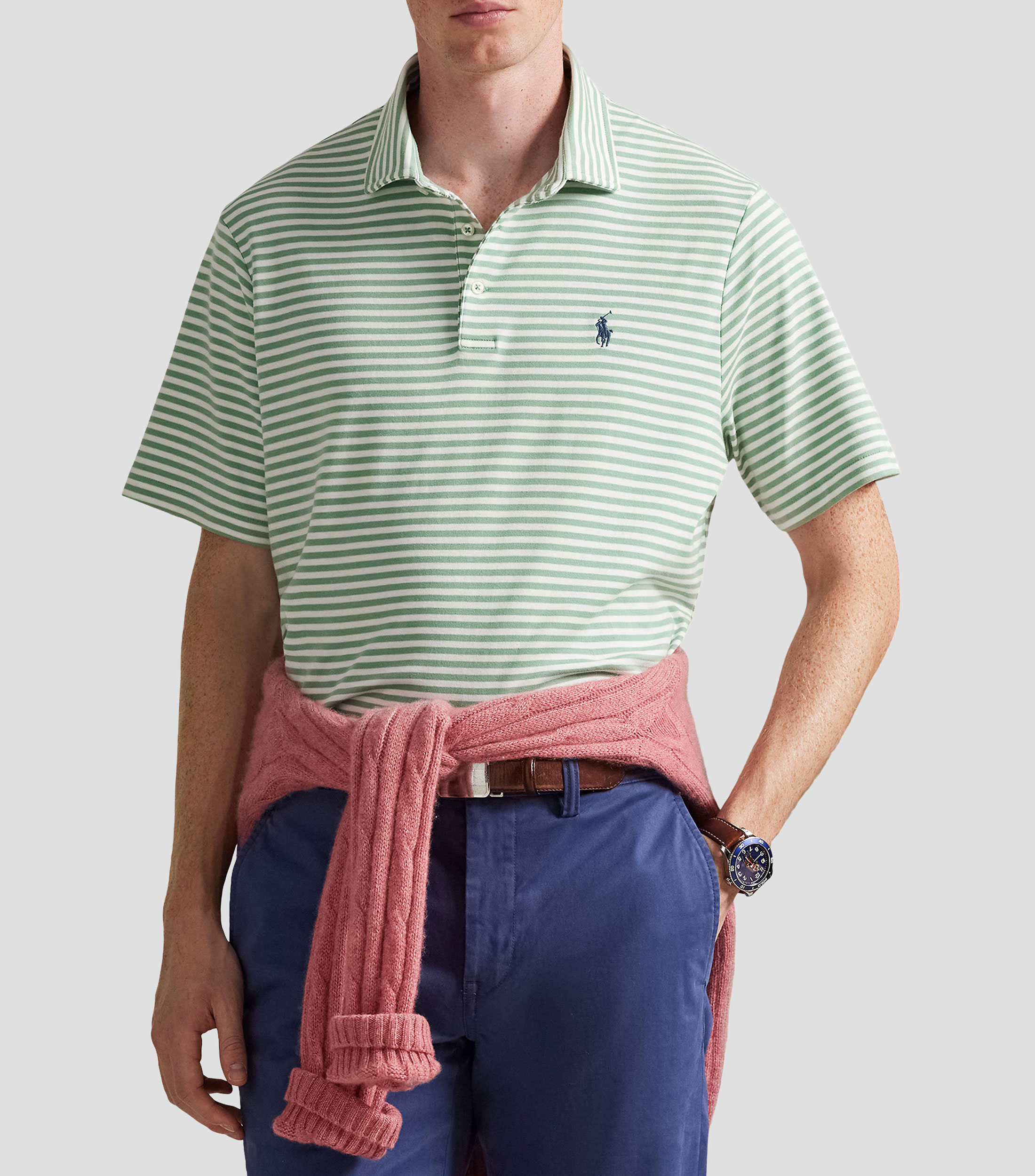 Playera tipo Polo manga corta con rayas Hombre