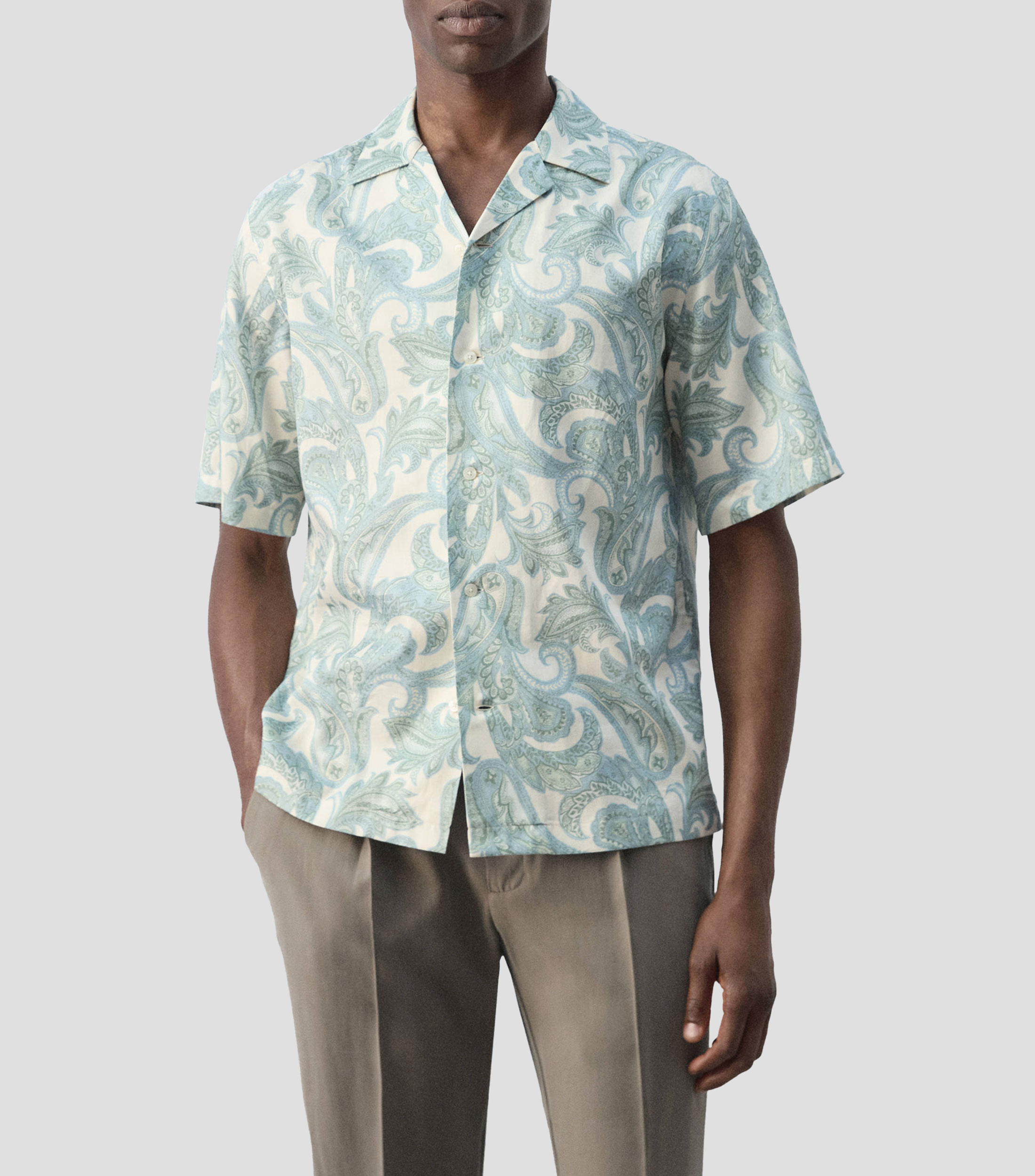 Camisa manga corta con estampado Hombre