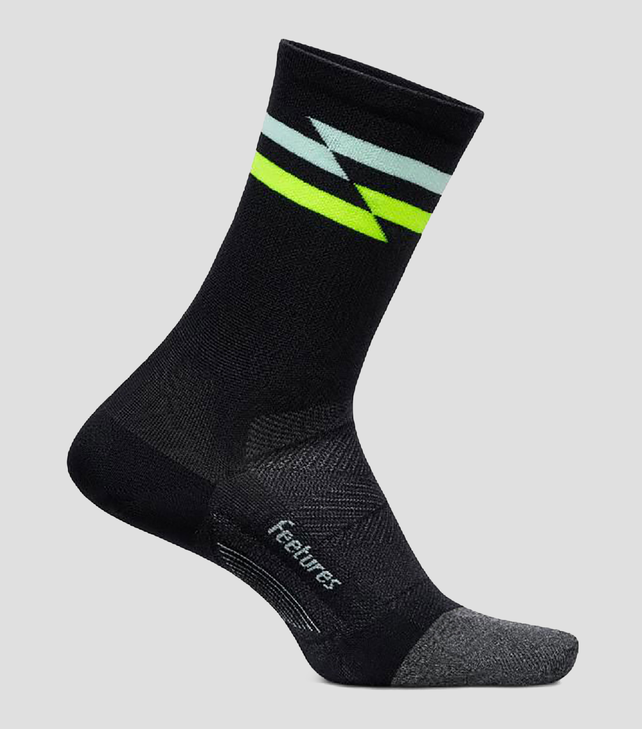 Calcetín con relámpagos de compresión Elite Crew Negro Hombre