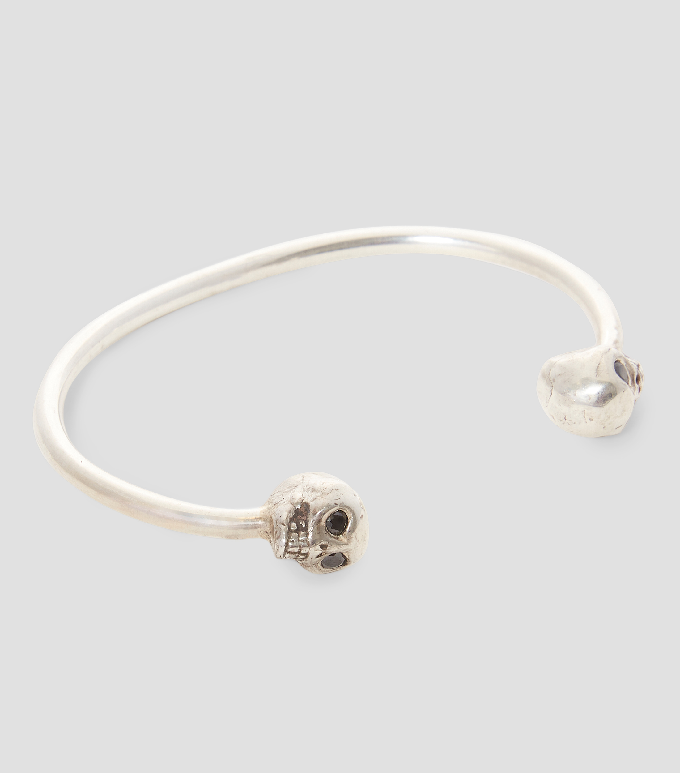 Pulsera Abierta Calaveras en plata Hombre