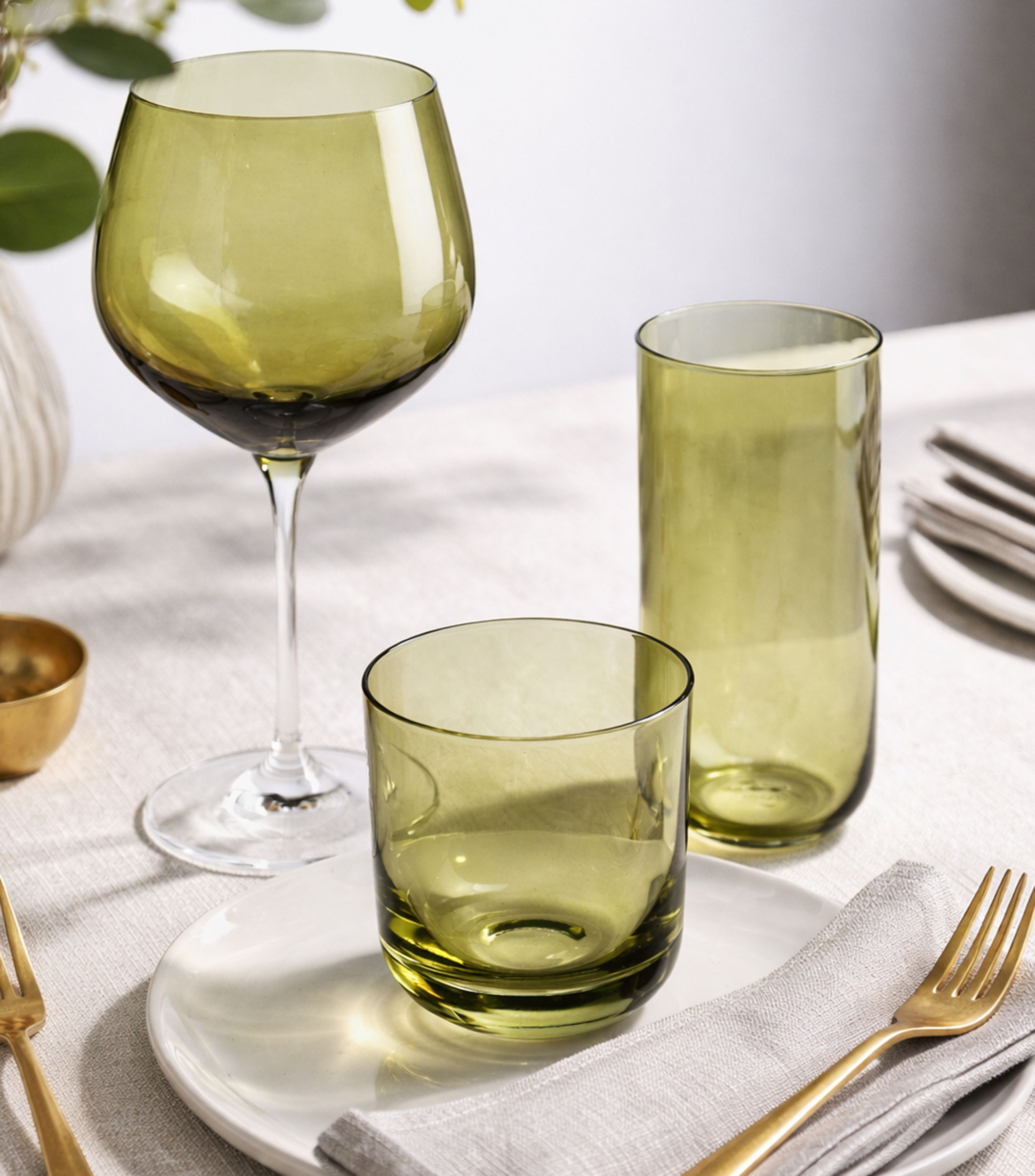 Vaso old fashion Bali verde olivo