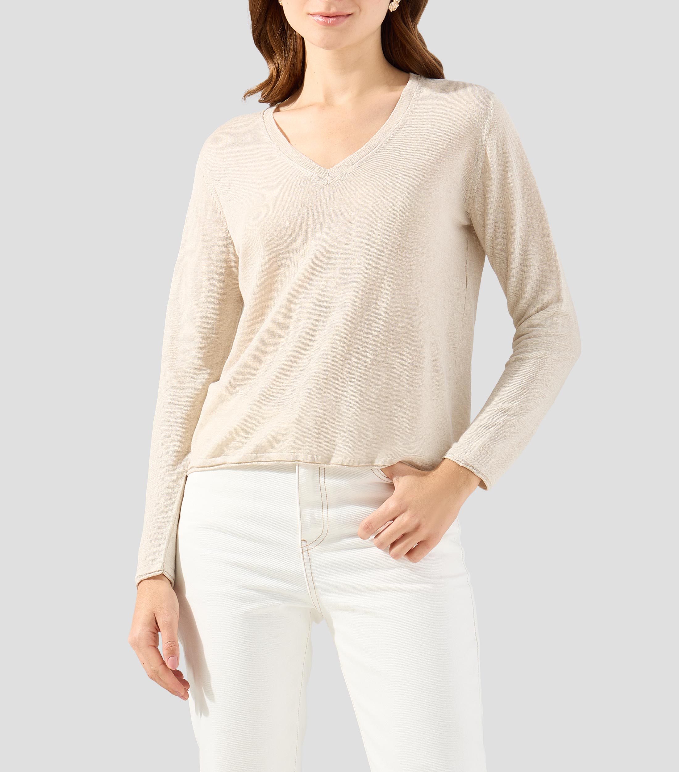 Suéter cuello V Mujer
