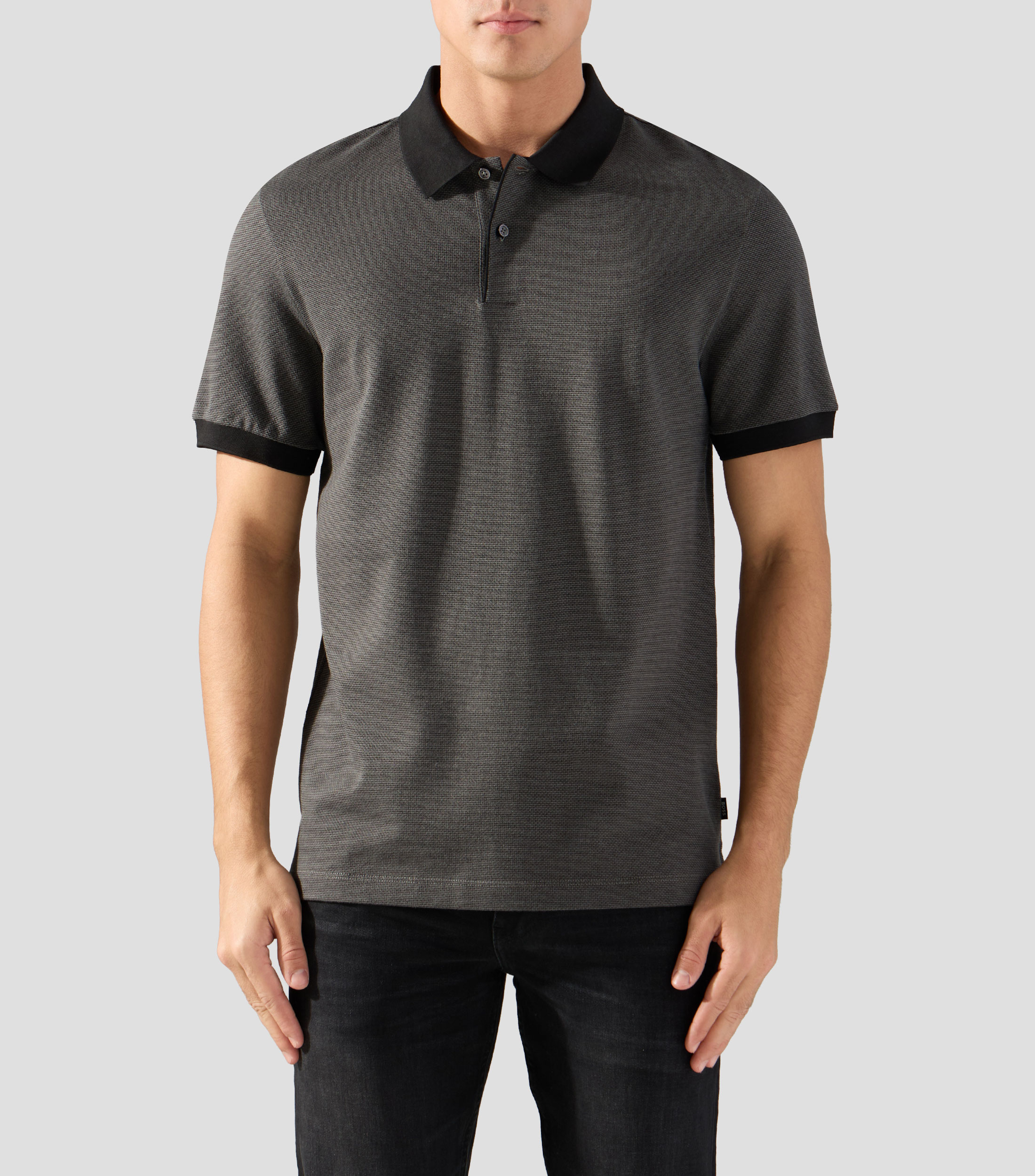 Polo de algodón con estructura de burbujas Hombre