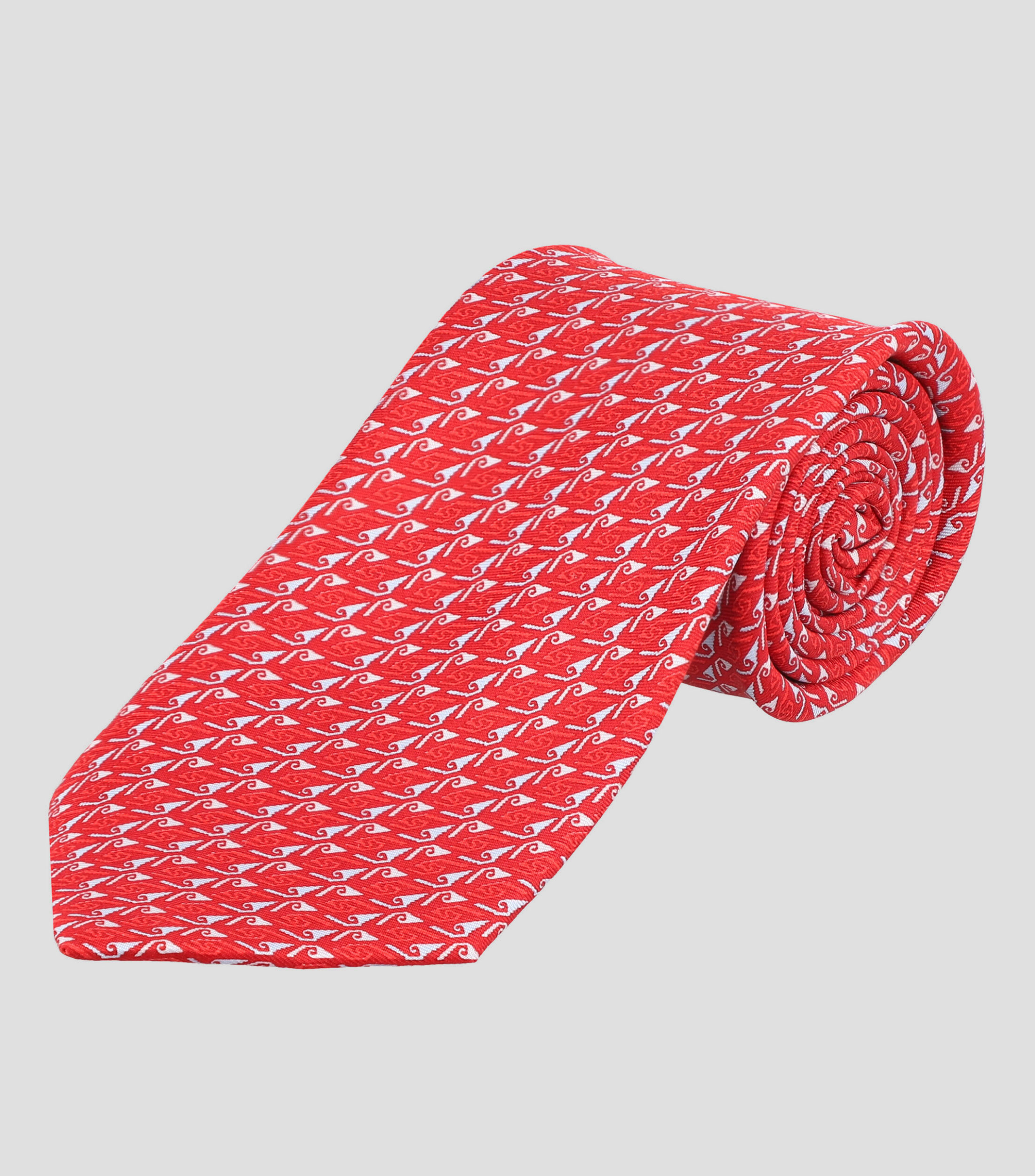 Corbata ancha en seda Mitla Grecas rojo azul