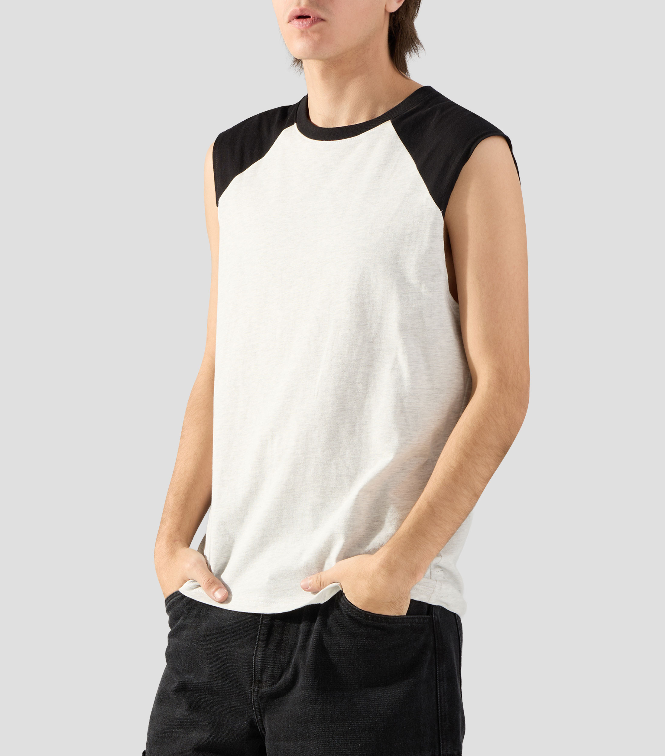 Playera cuello redondo sin mangas lisa Hombre