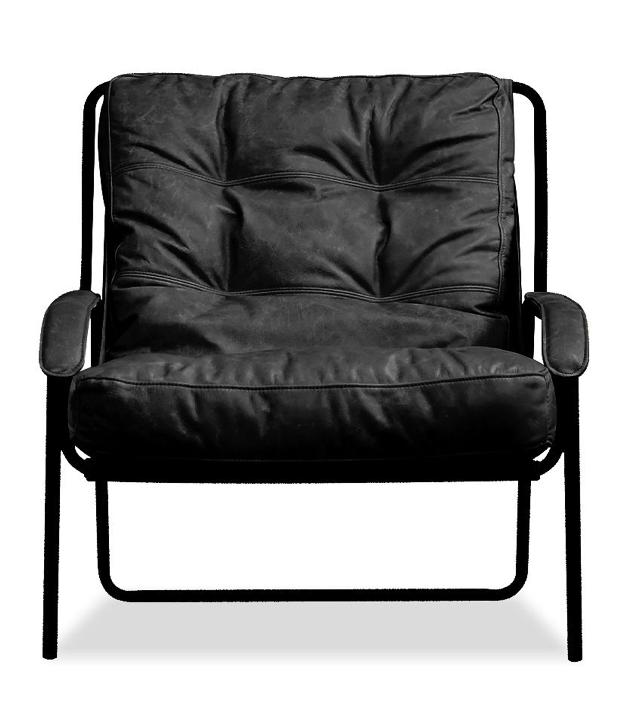 Sillon Lounge Breuer Antique Rum - Cuero Negro Charcoal