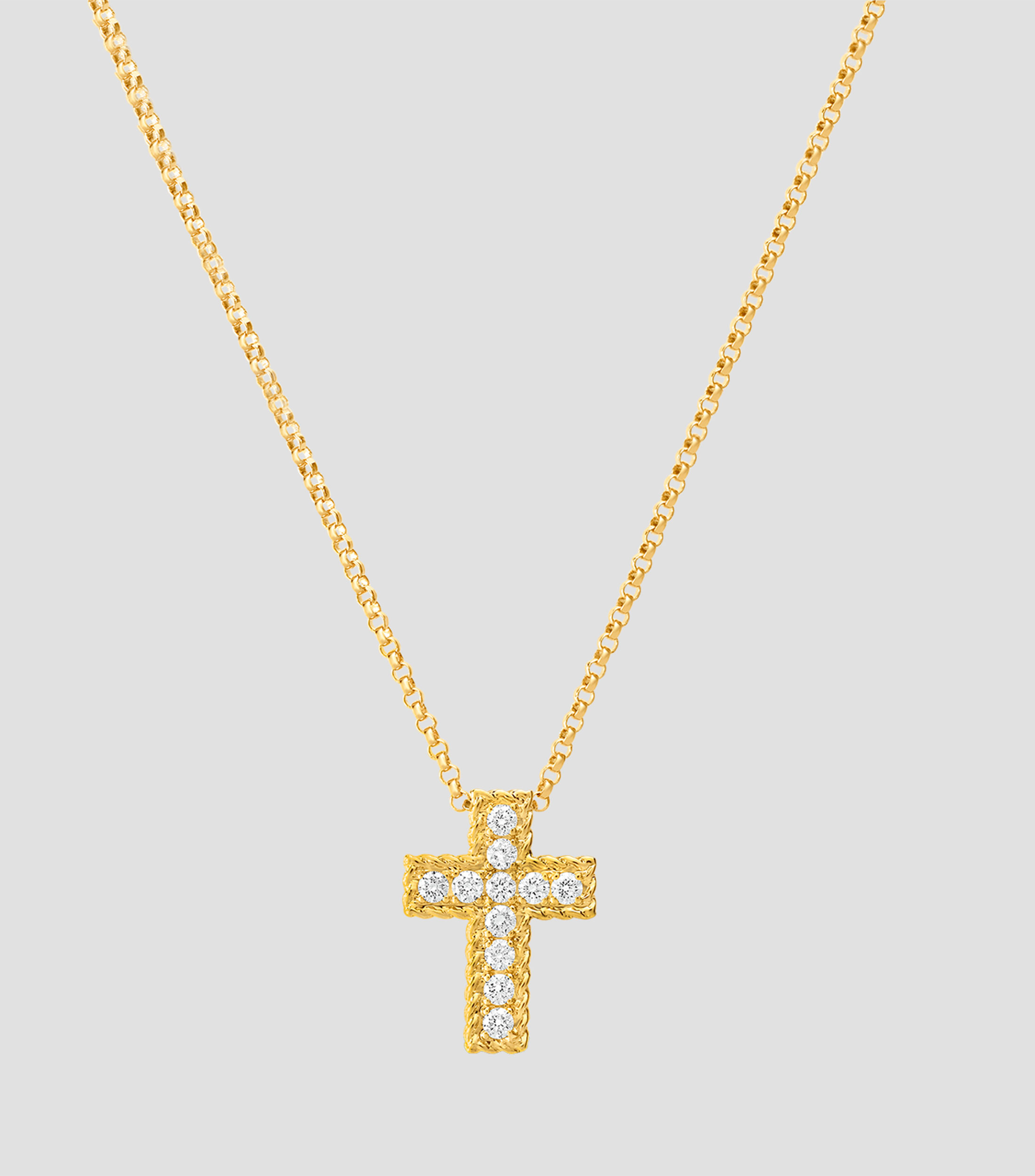Collar cruza oro amarillo de 18 kilates con diamantes Princess Mujer
