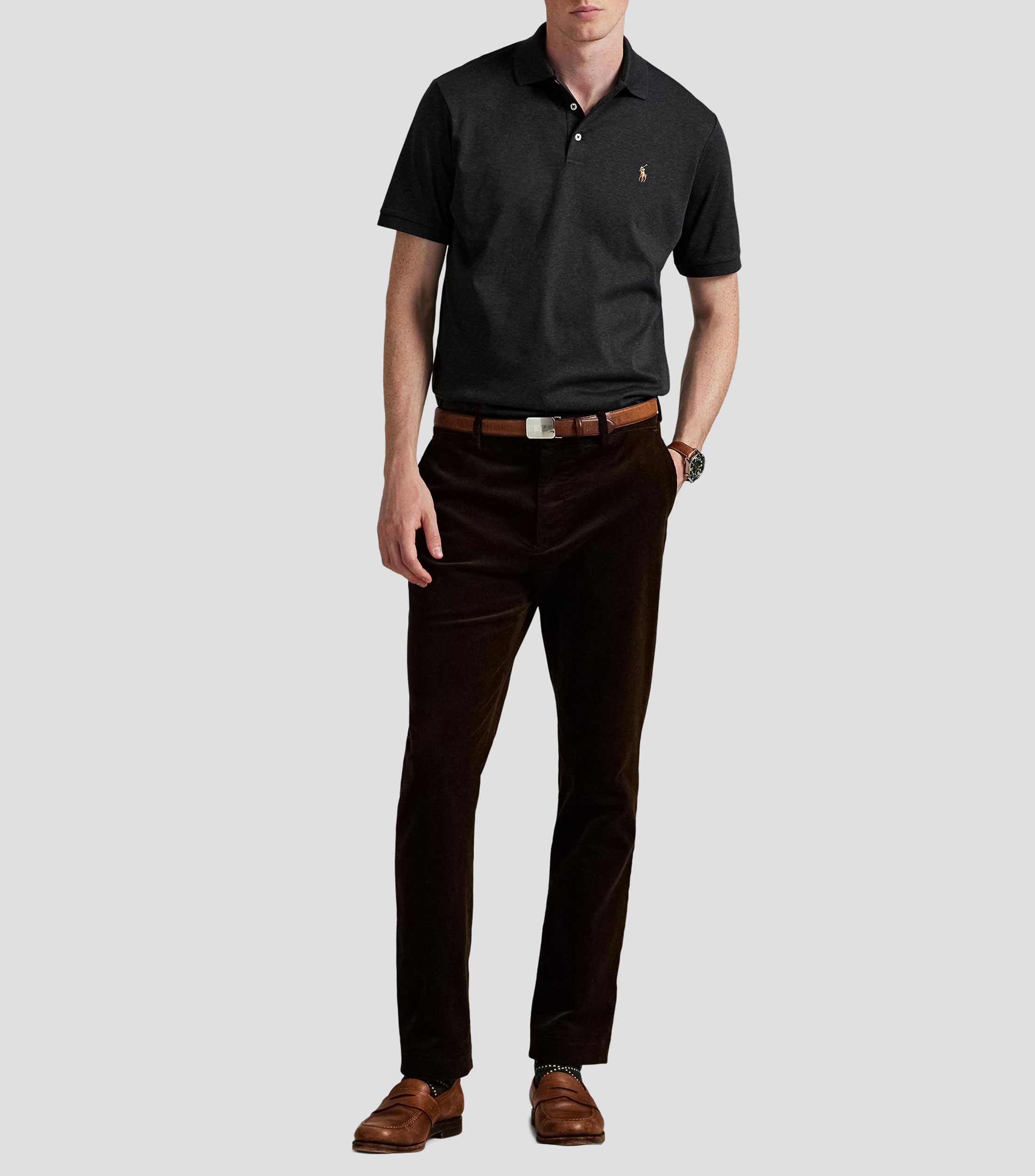 Playera tipo polo manga corta lisa Hombre