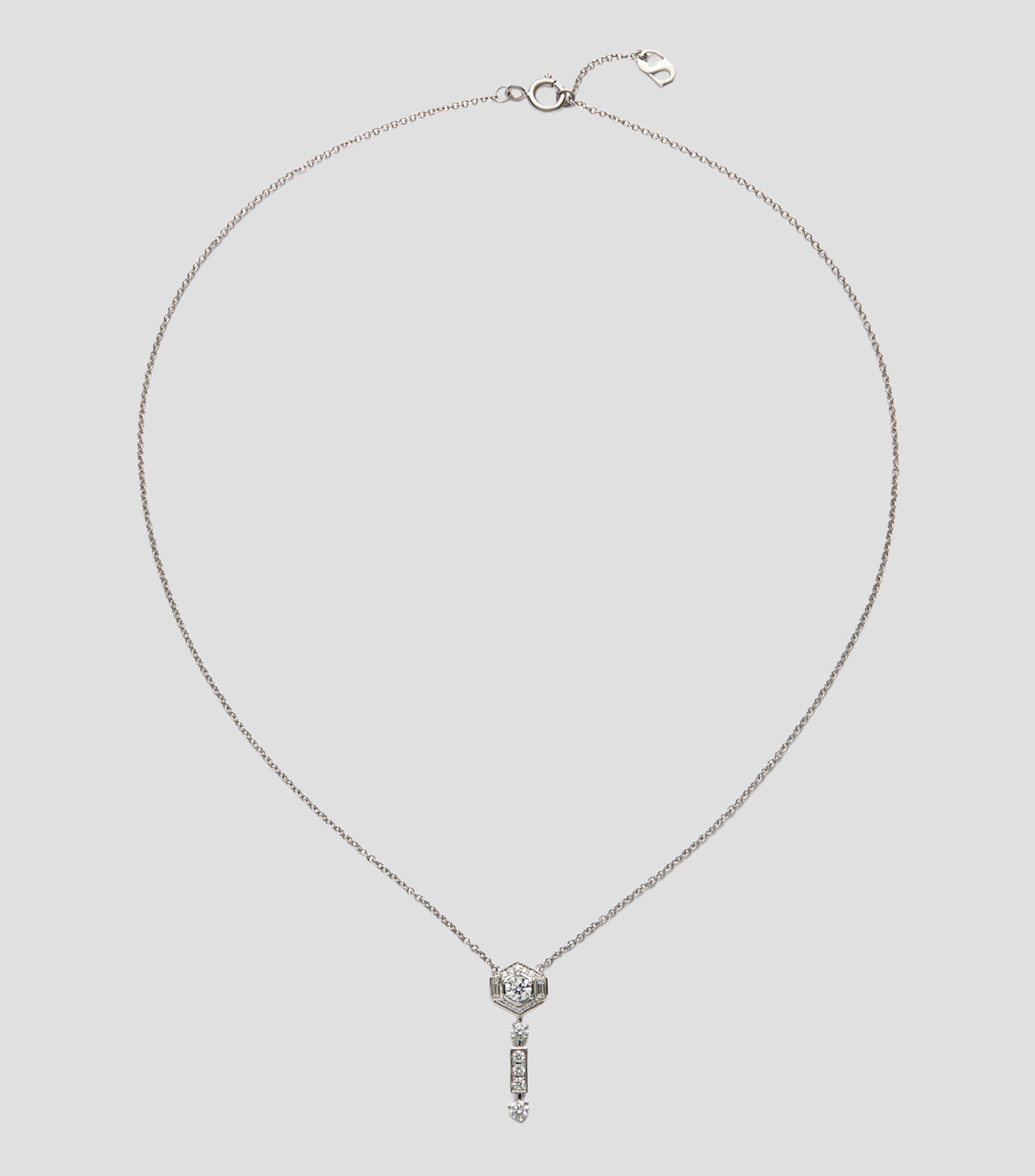 Collar en Oro blanco de 18 Kilates con diamantes Compromiso Mujer