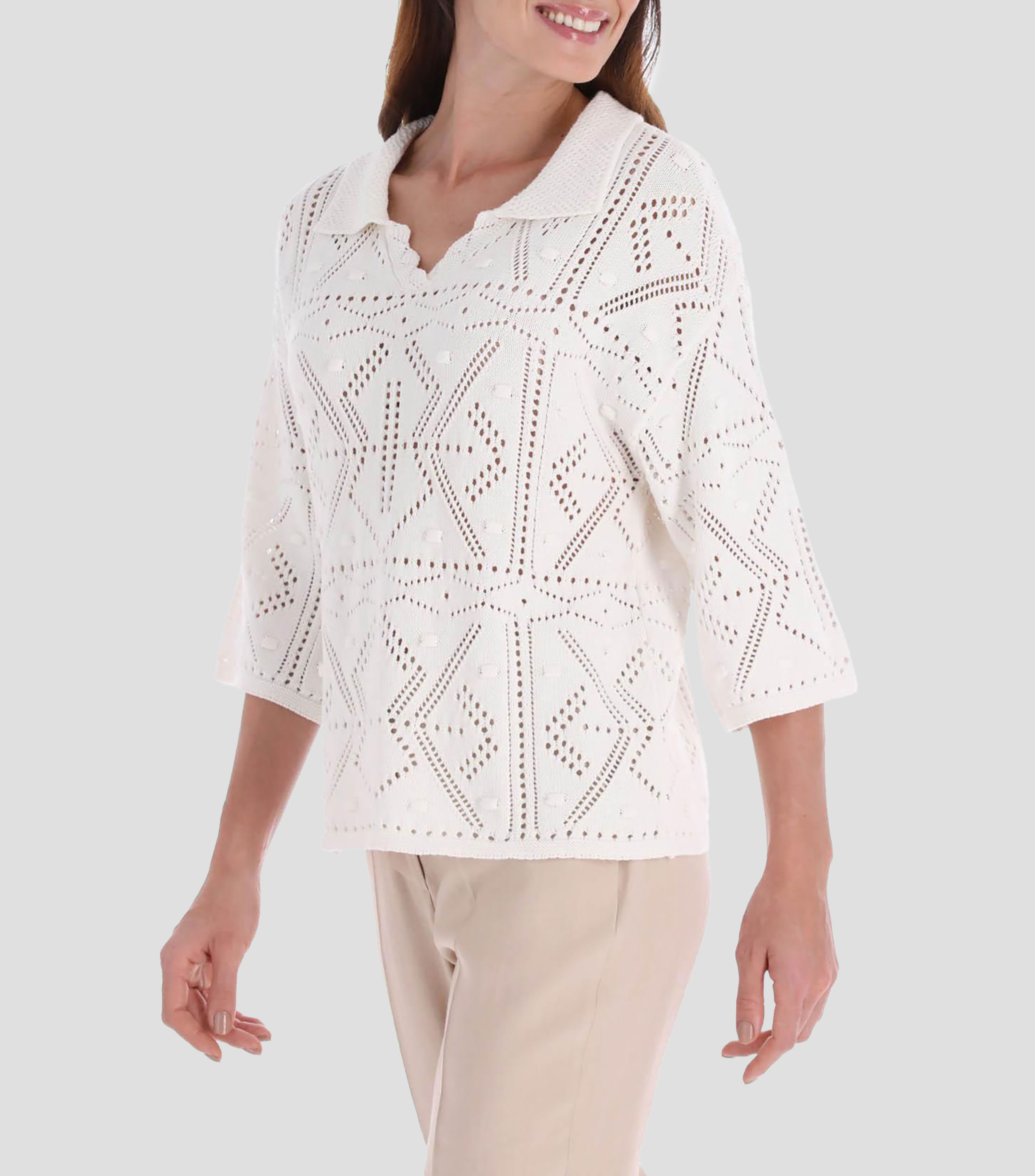 Suéter cuello tipo polo Mujer