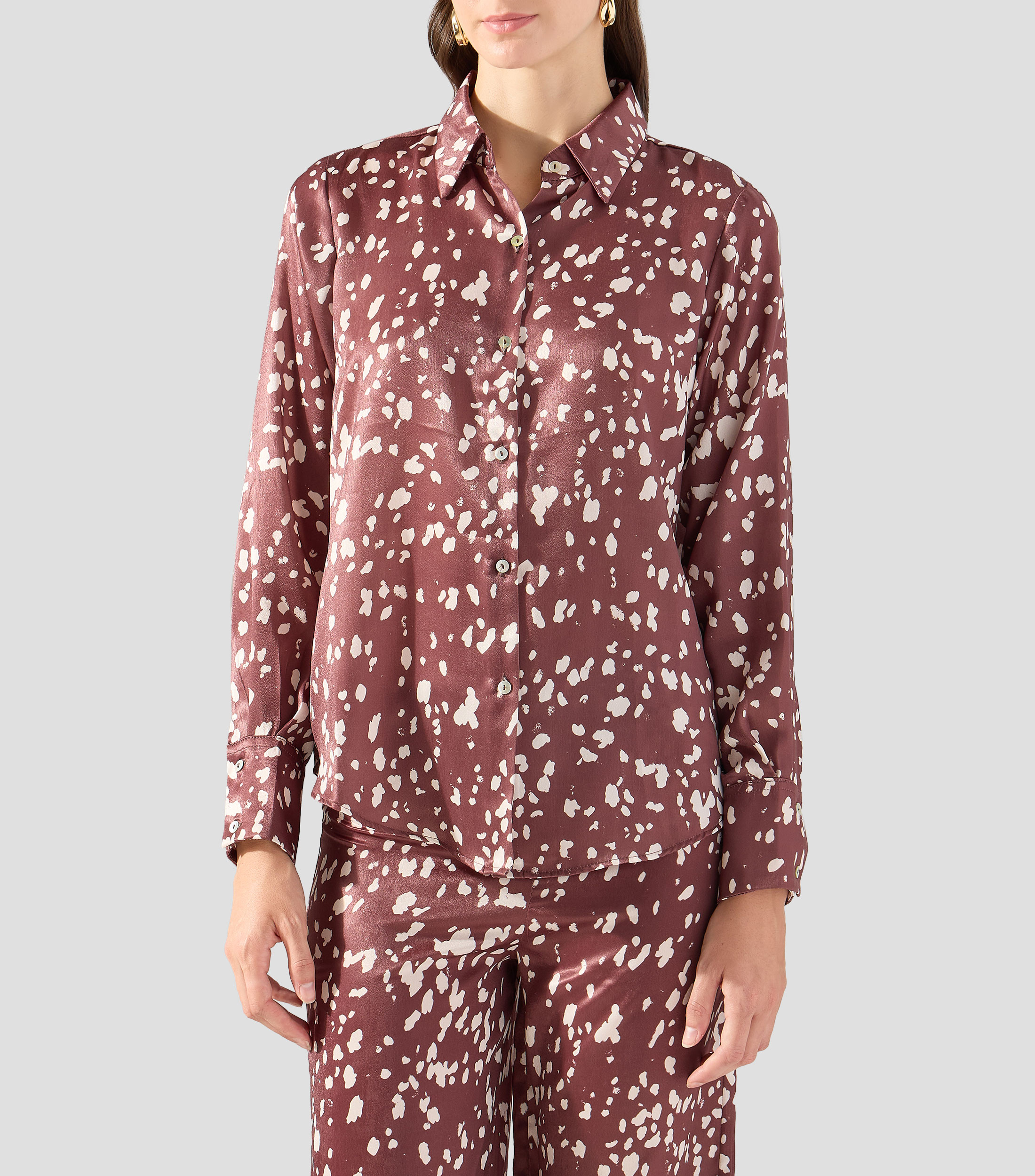 Camisa estampada manga larga Mujer