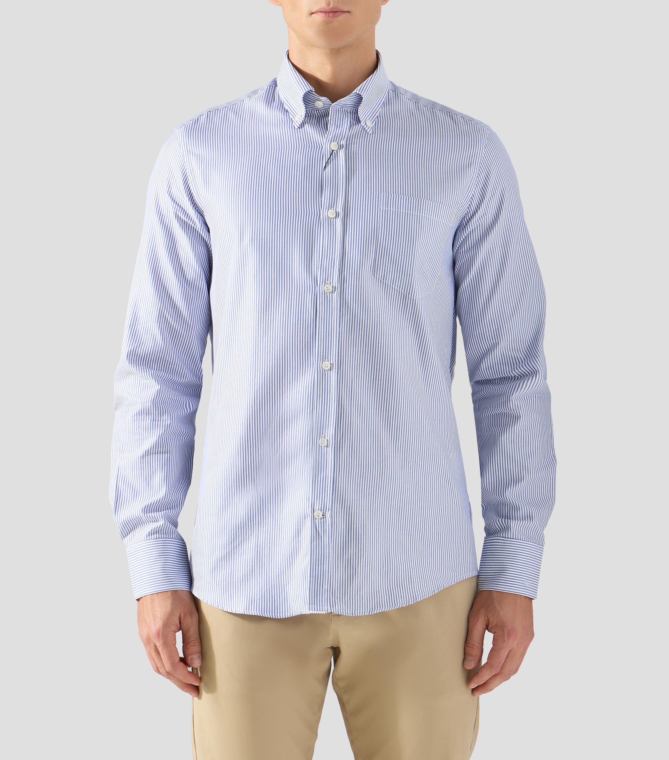 Camisa a rayas manga larga Hombre