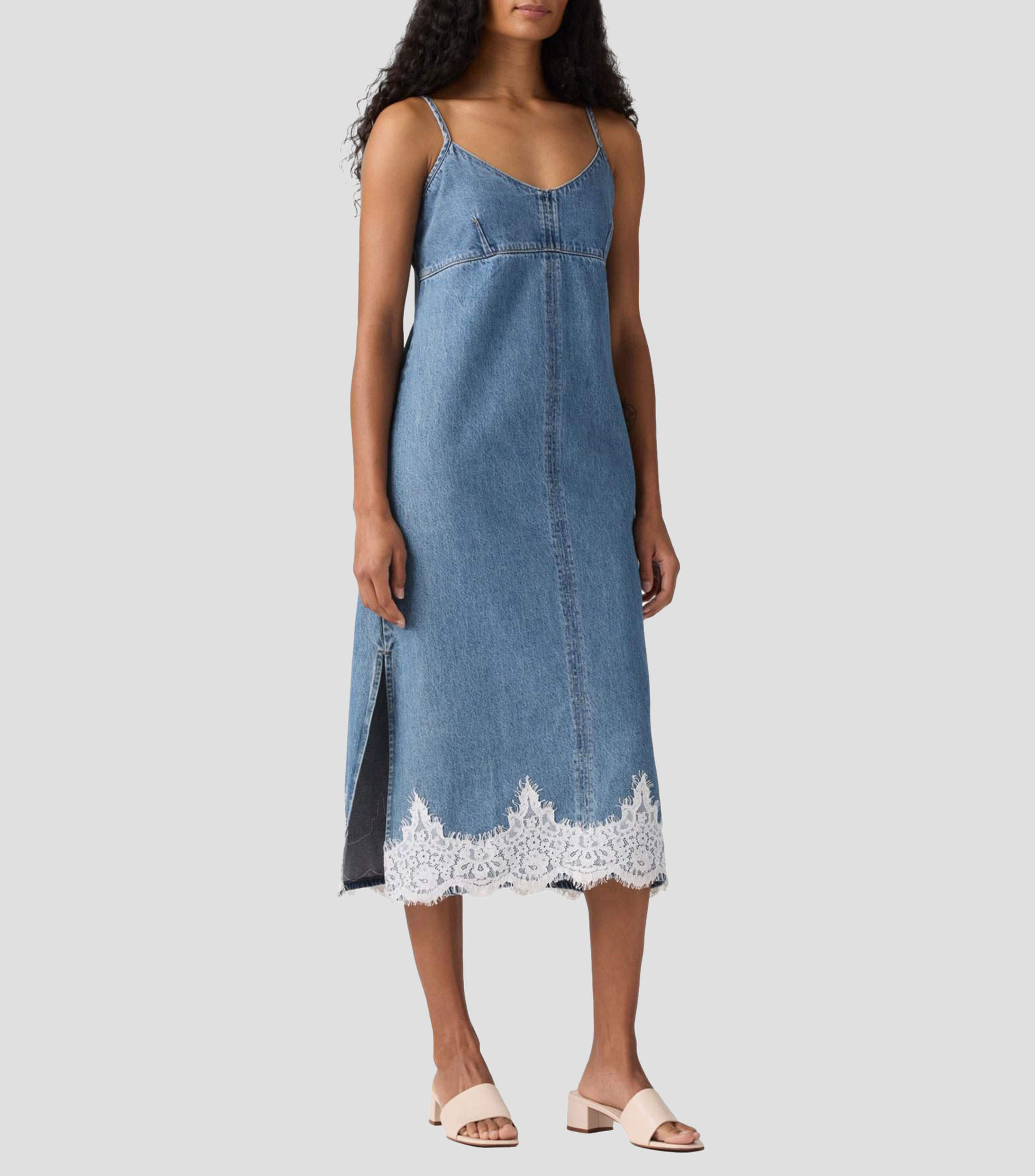 Vestido largo liso Mujer