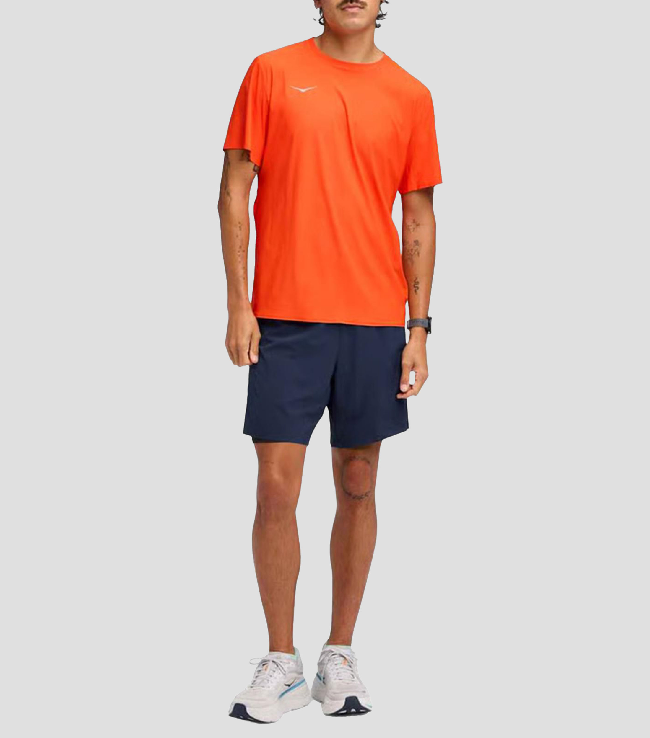 Playera para correr cuello redondo manga corta lisa Hombre