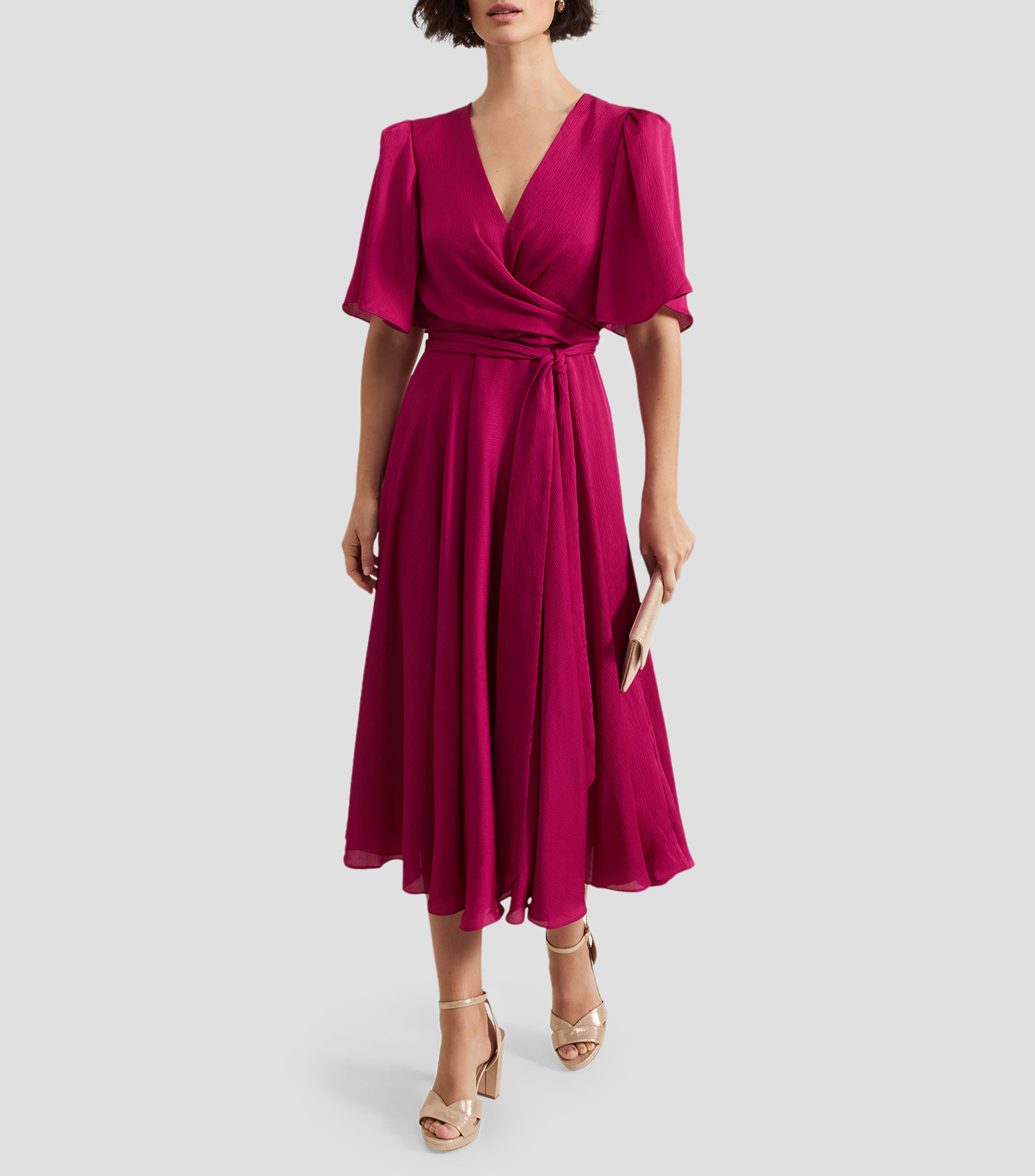 Vestido midi con textura Mujer