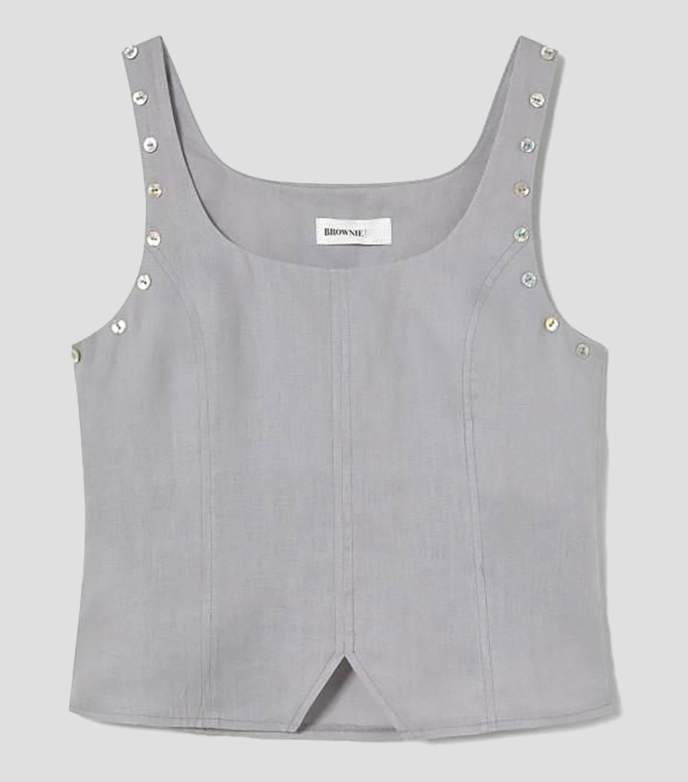 Top cuello redondo sin mangas liso Mujer