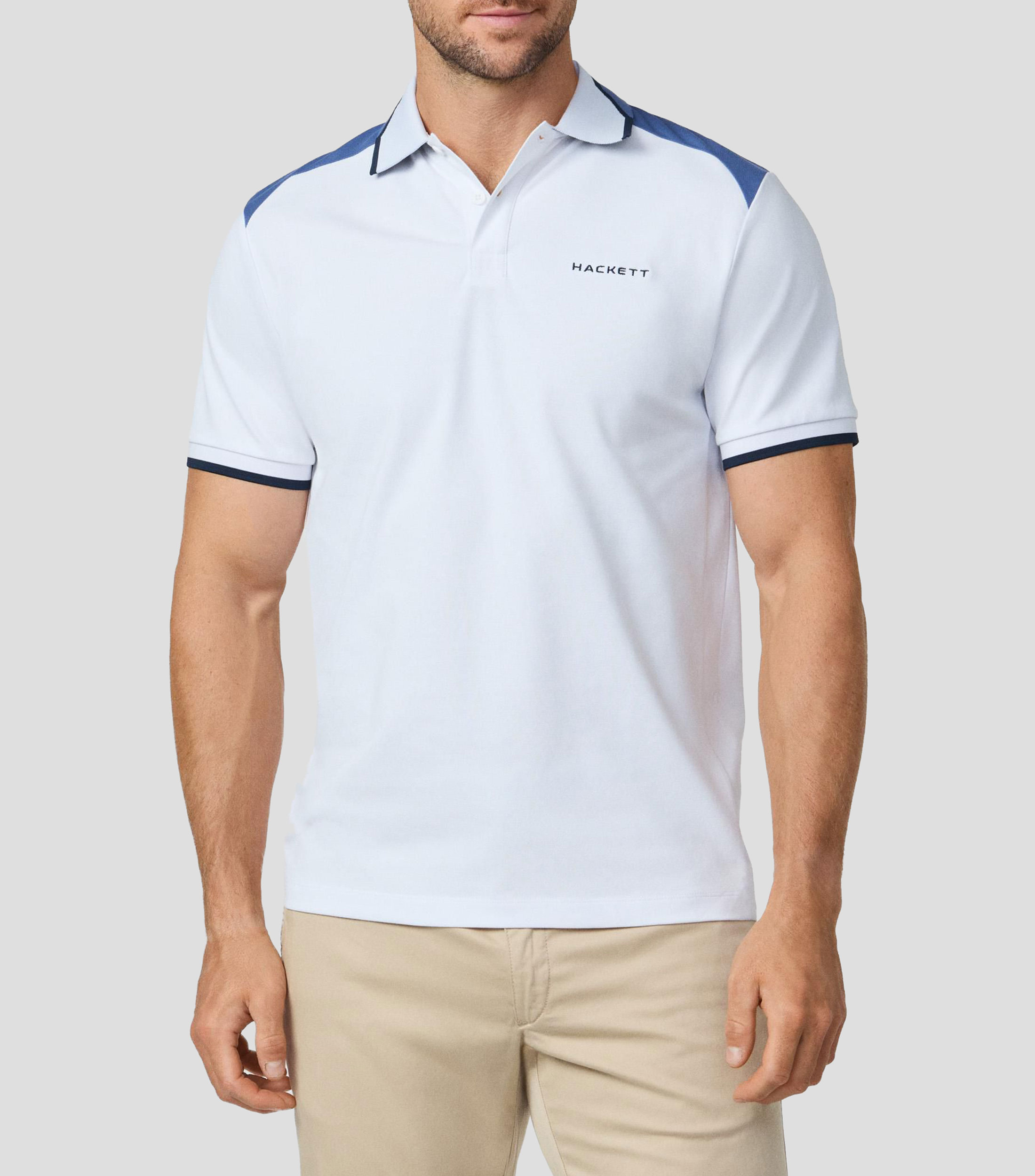 Playera tipo polo con manga corta lisa Hombre