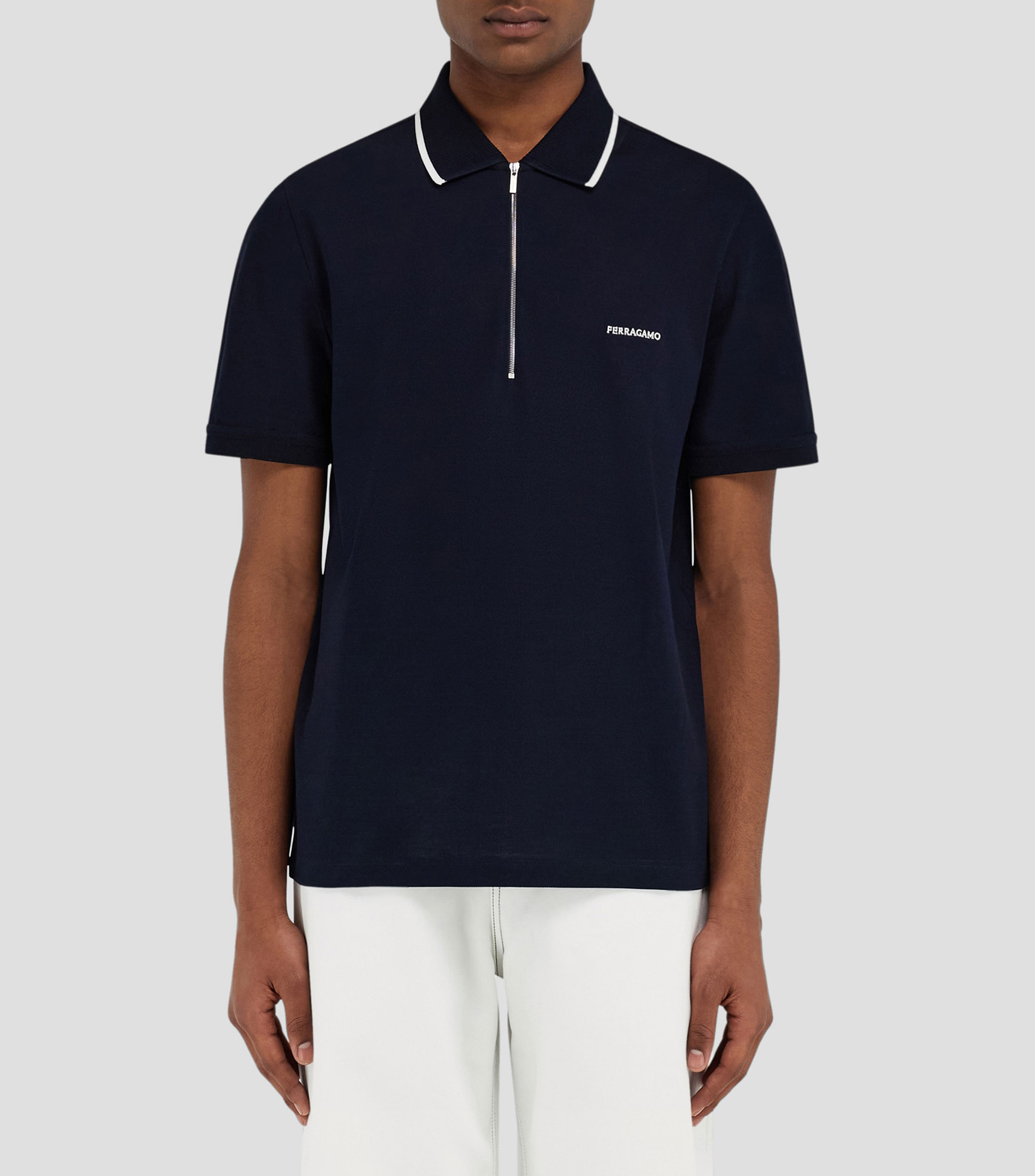 Polo de algodon con cremallera Hombre