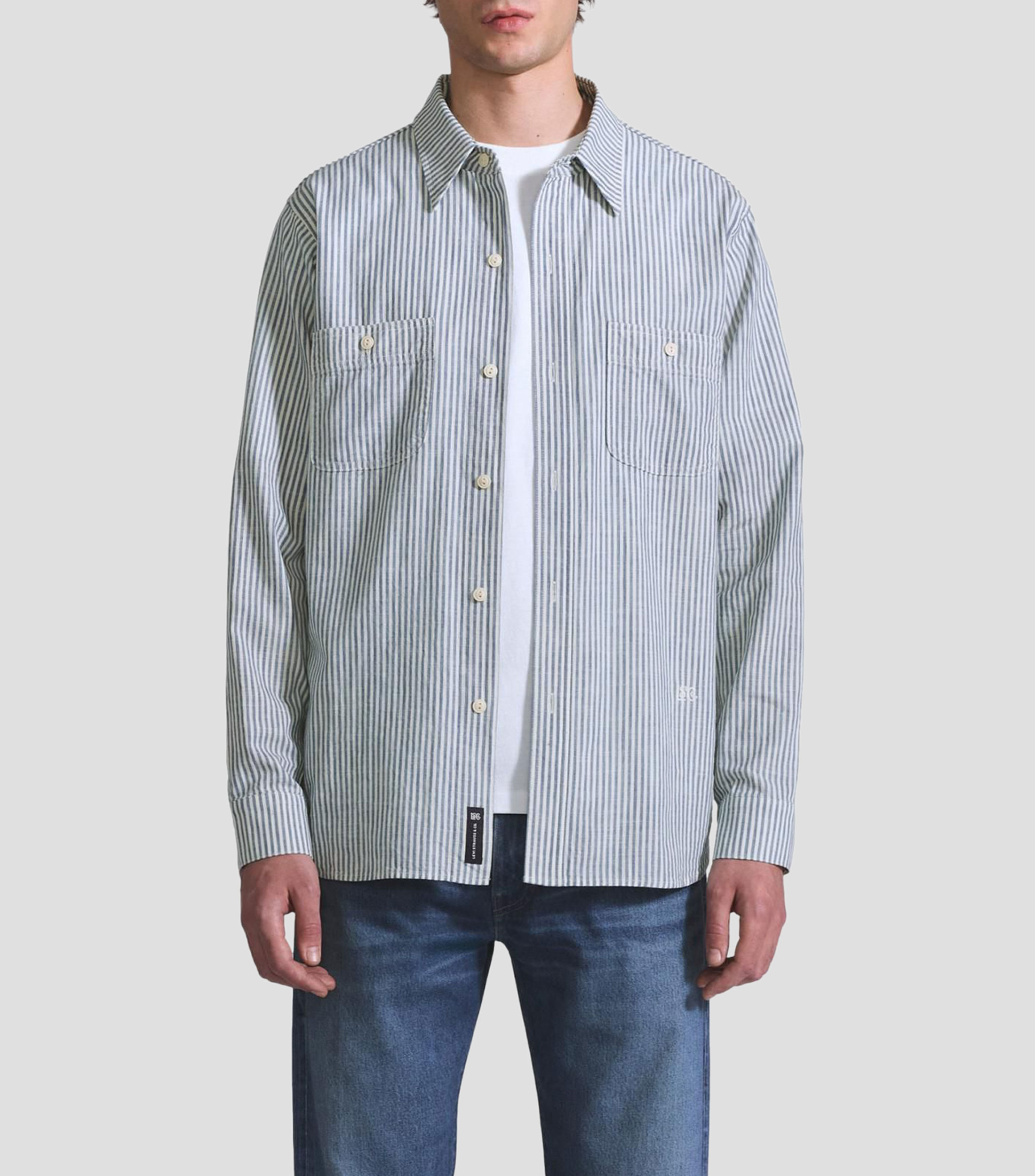 Camisa rayas manga larga Hombre