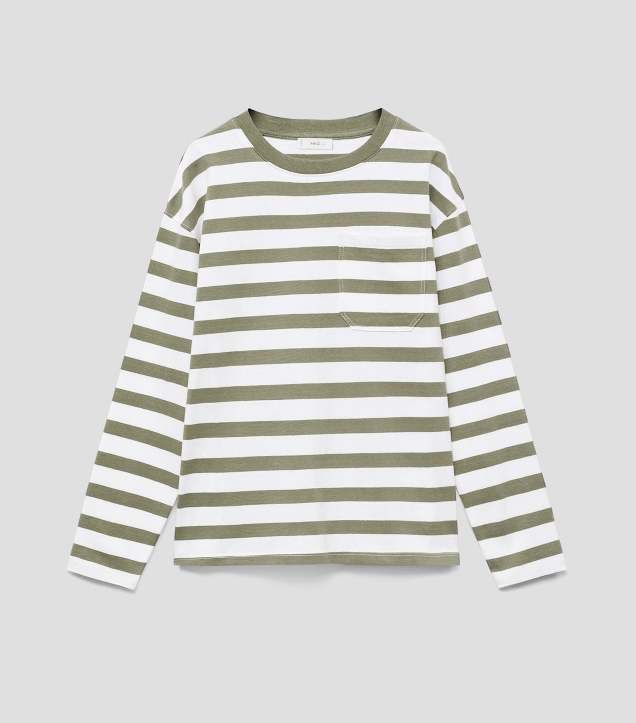 Playera de cuello redondo con manga larga y rayas Niño
