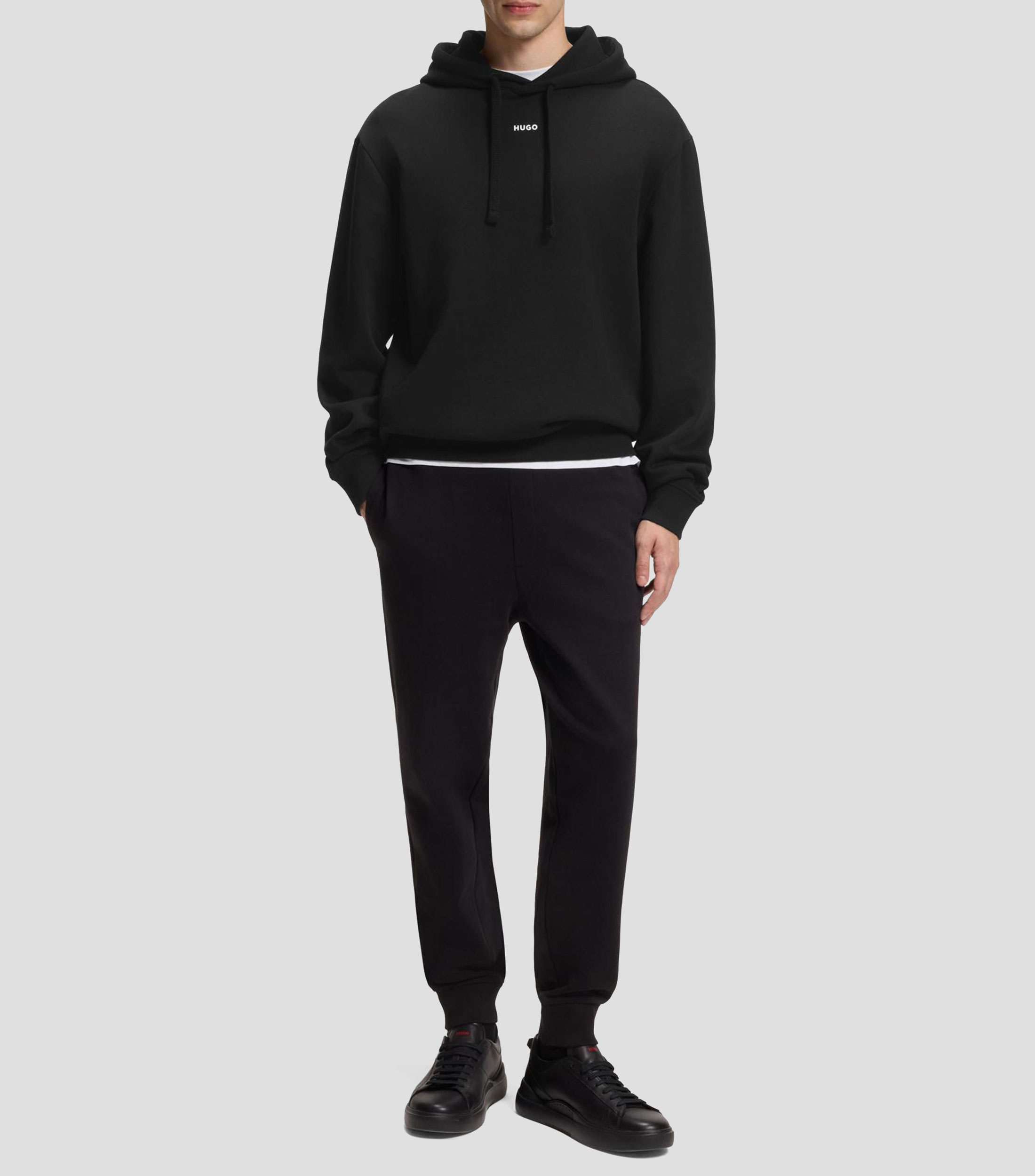 Sudadera con capucha de felpa de algodón con logo estampado Hombre