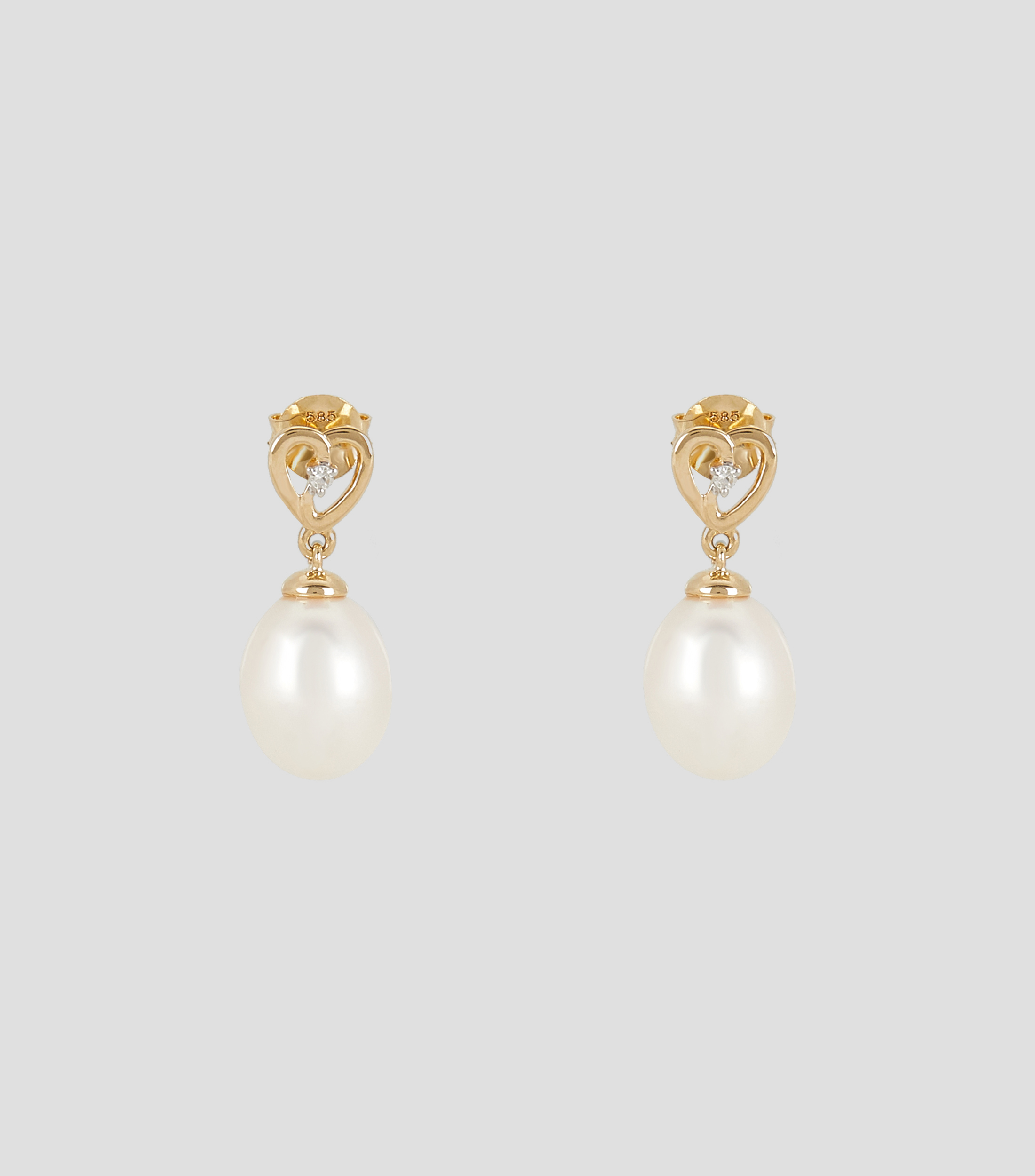 Aretes en oro amarillo de 14 kilates con perlas Mujer