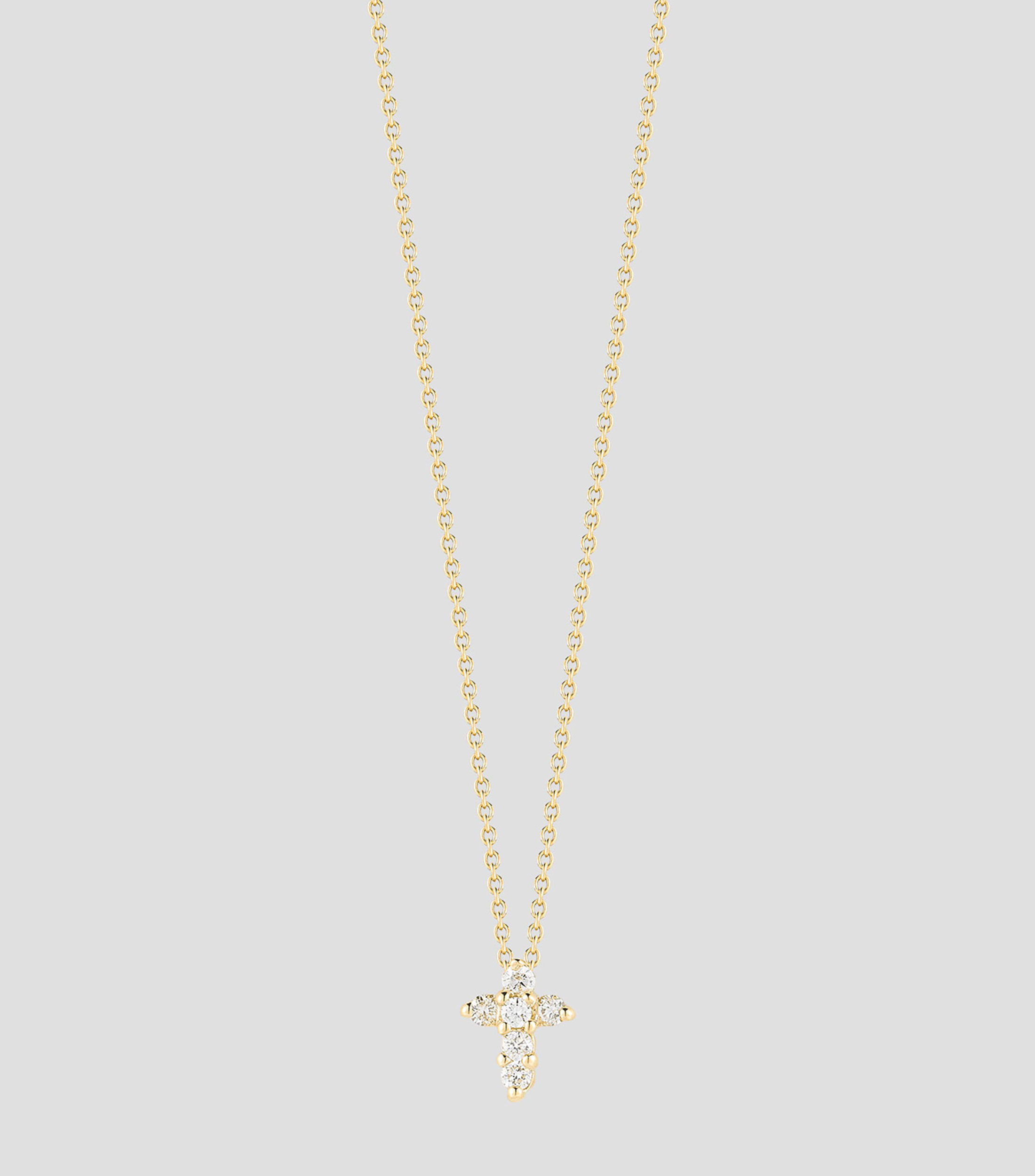 Collar cruz en oro blanco de 18 kilates con diamantes Mujer