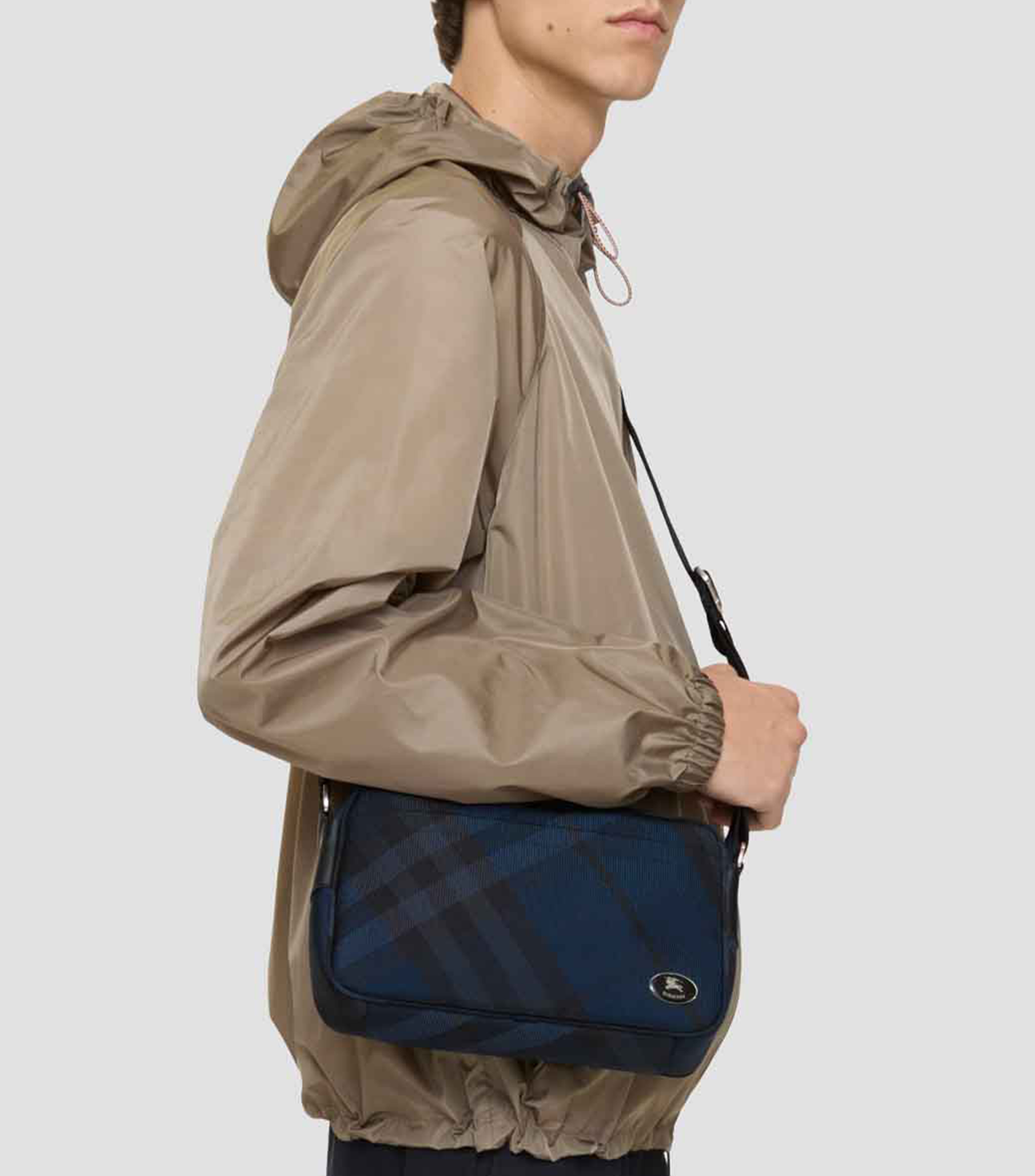Bolso crossbody con cuadros Hombre