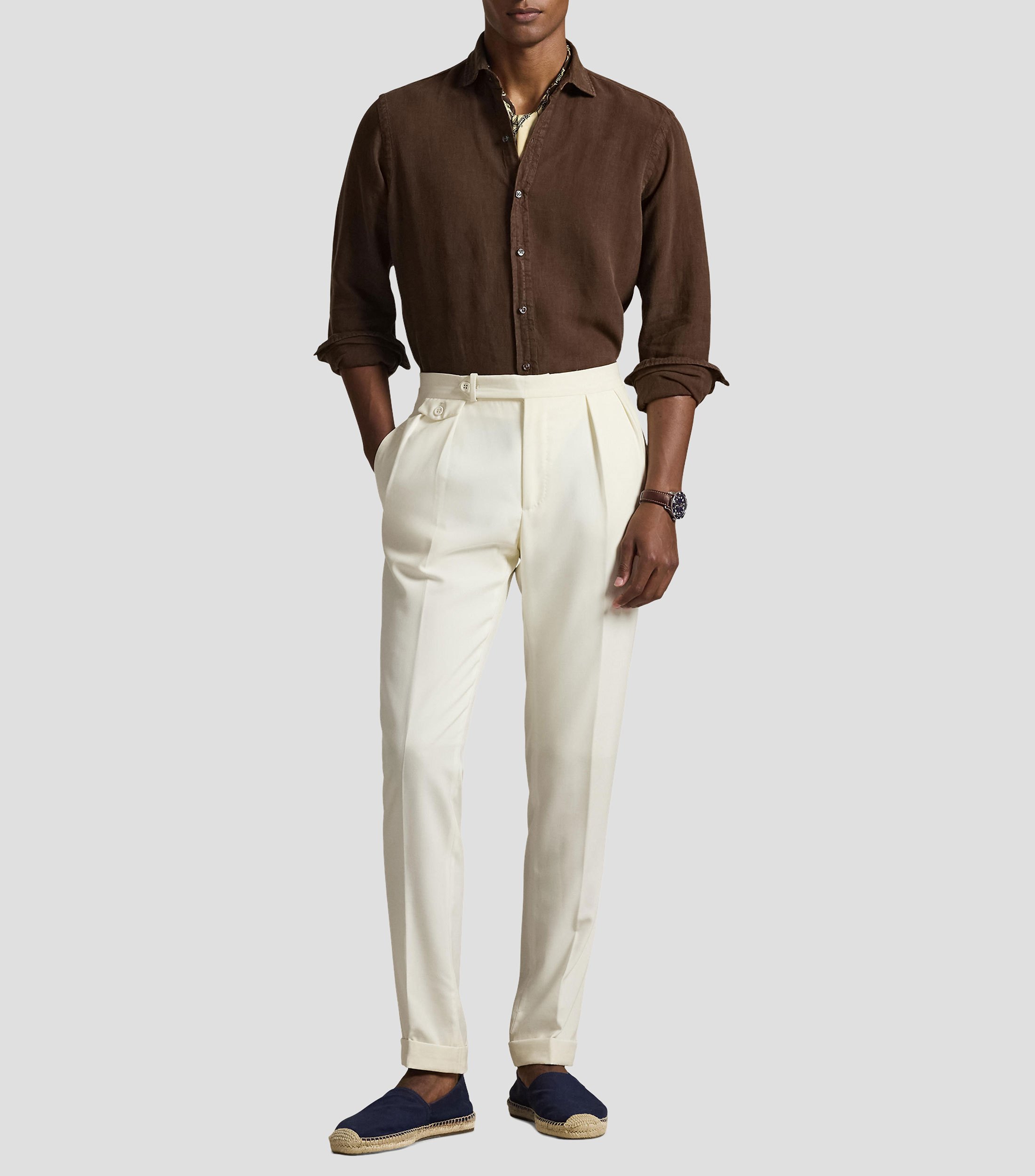 Camisa lisa manga larga Hombre