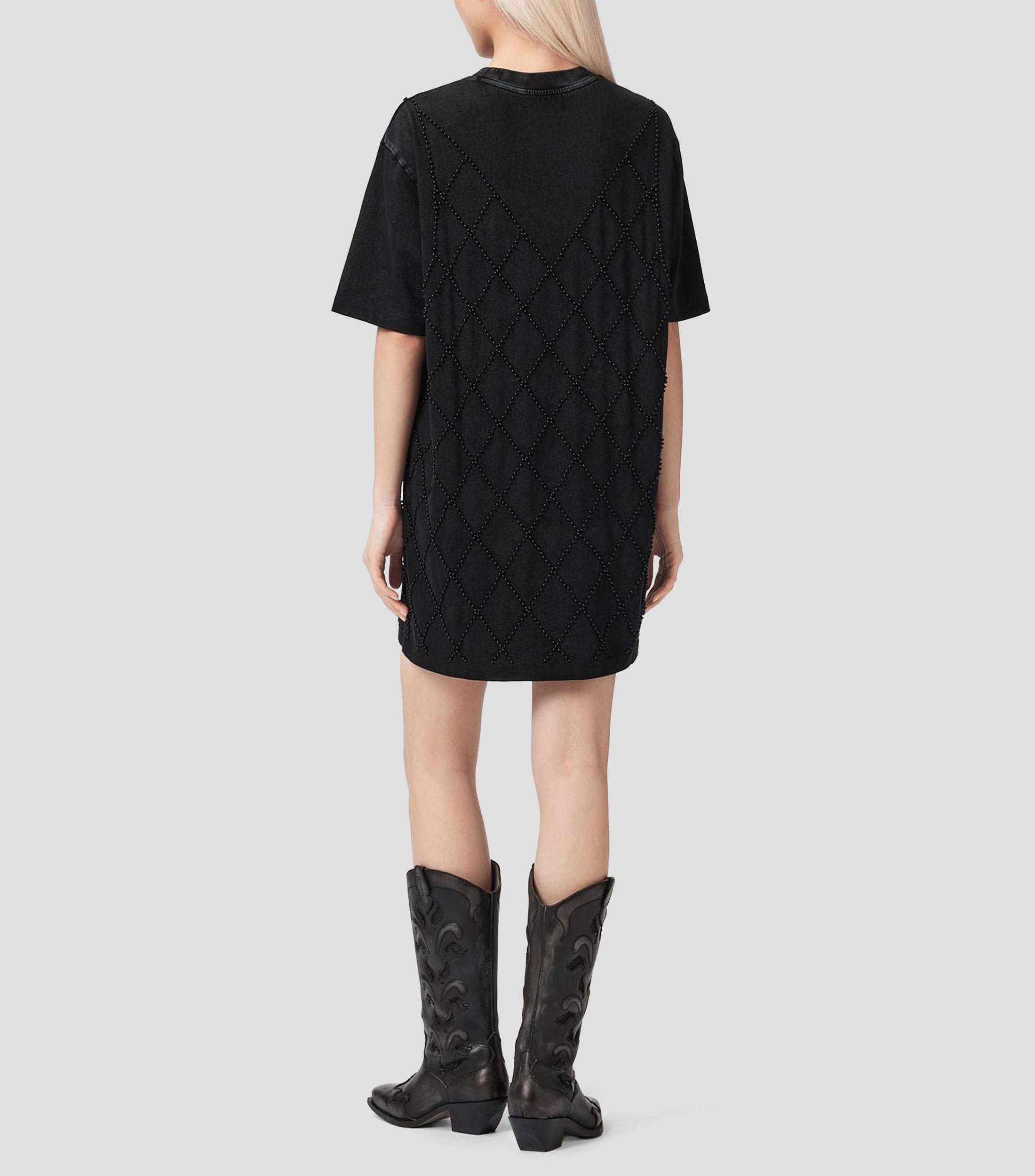 Vestido corto manga corta liso Mujer
