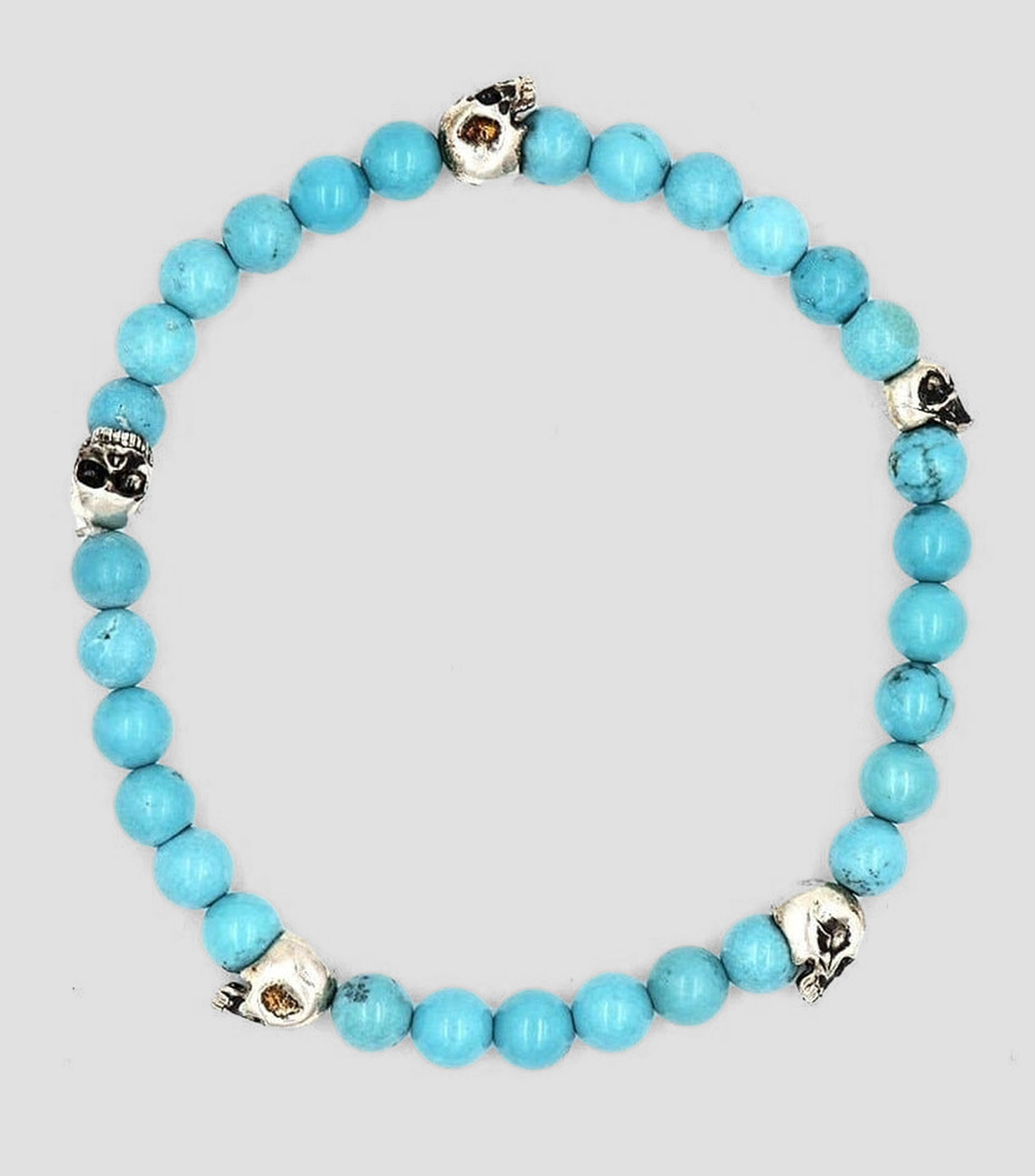 Pulsera 5 Skulls Alice con turquesas Hombre
