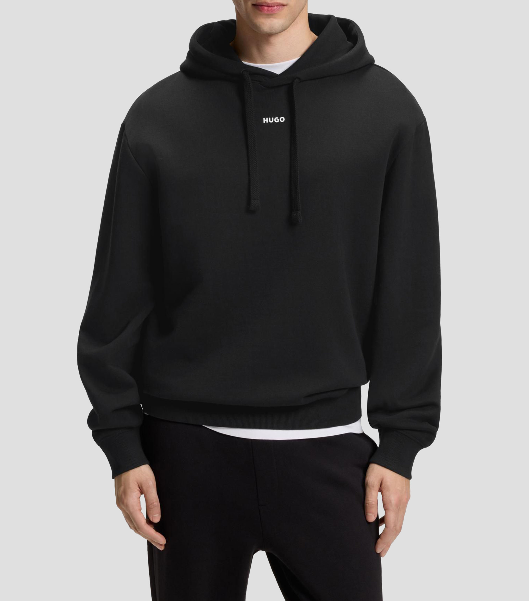 Sudadera con capucha de felpa de algodón con logo estampado Hombre