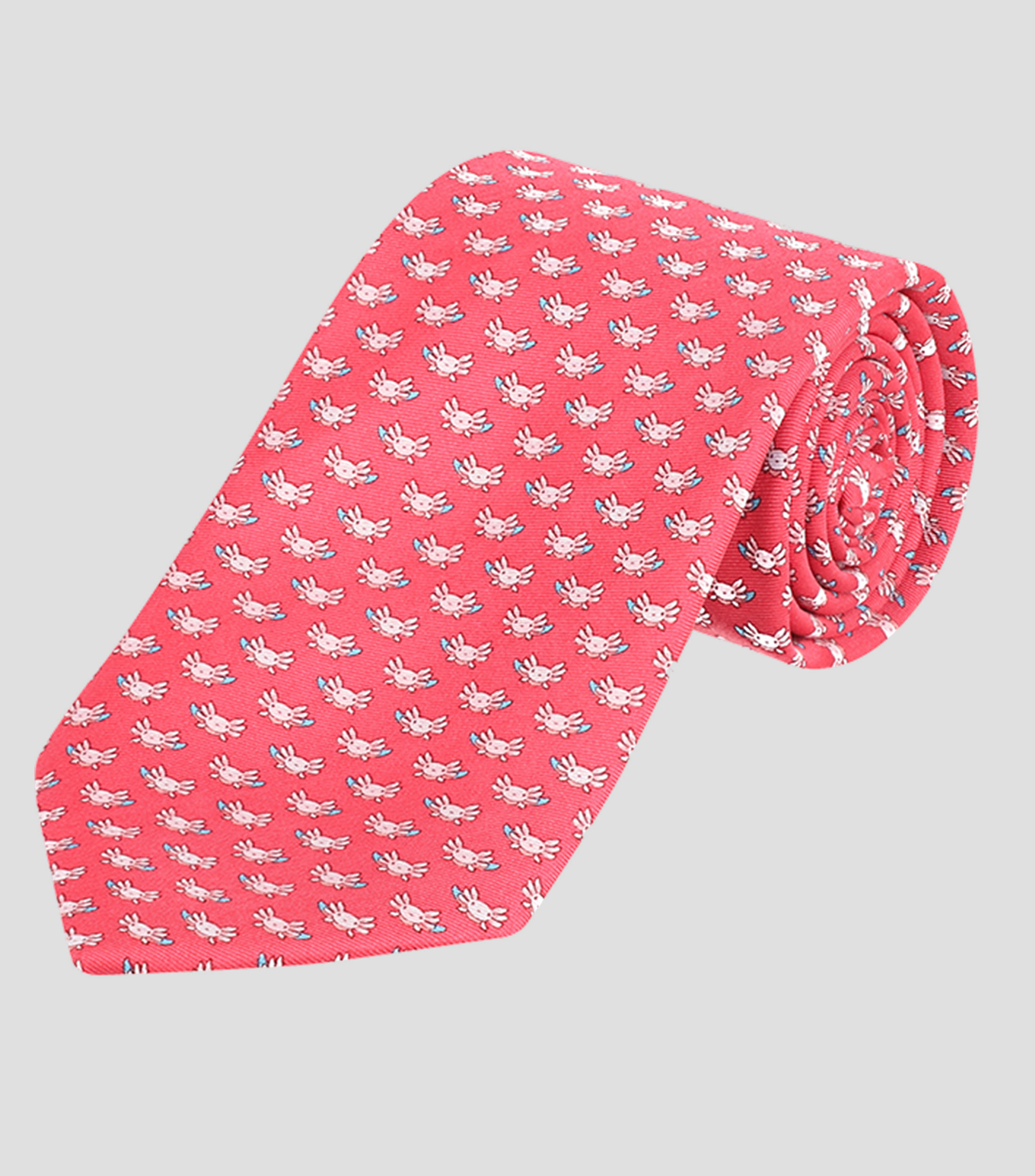 Corbata ancha en seda con ajolotes Hombre