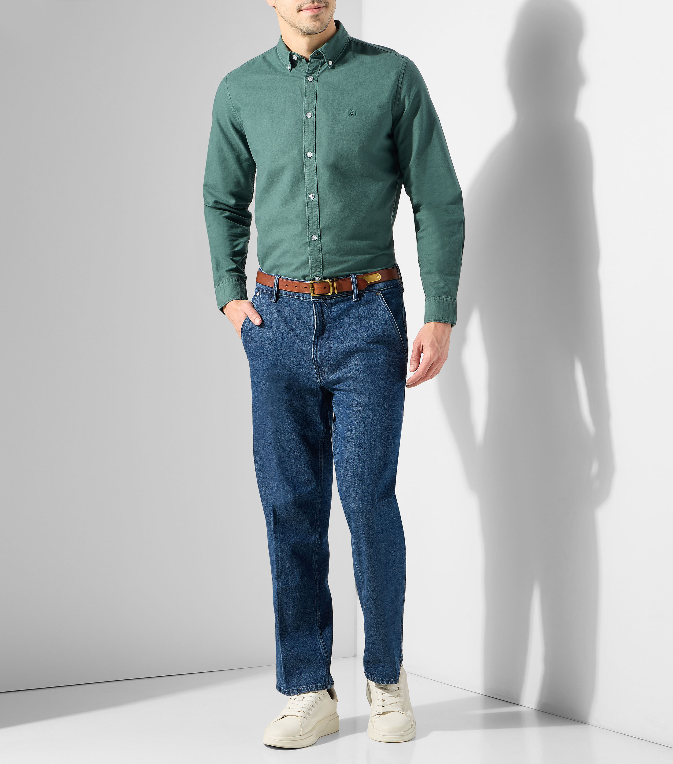 Camisa lisa manga larga Hombre