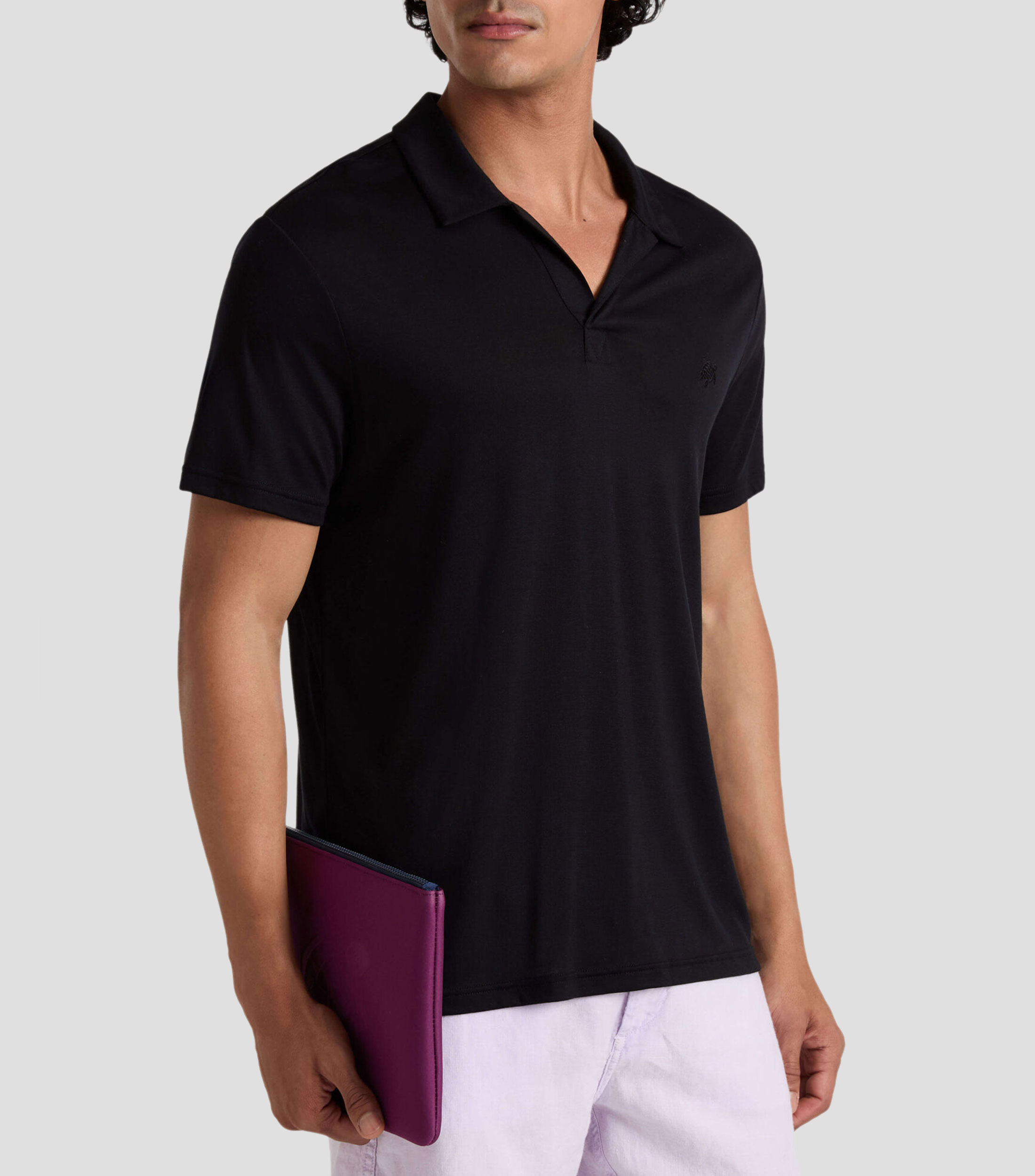Playera tipo polo con manga corta lisa Hombre