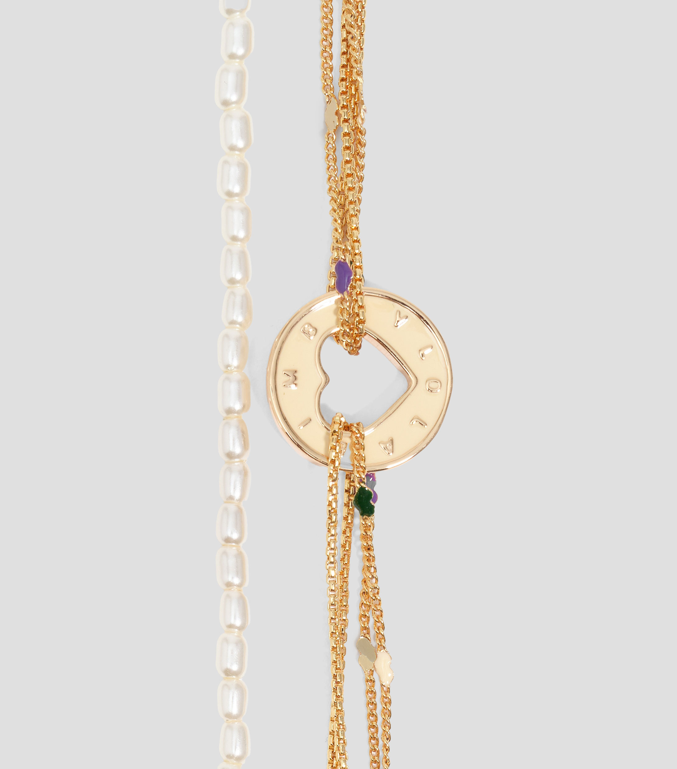 Pulsera multicadenas logo marfil Mujer