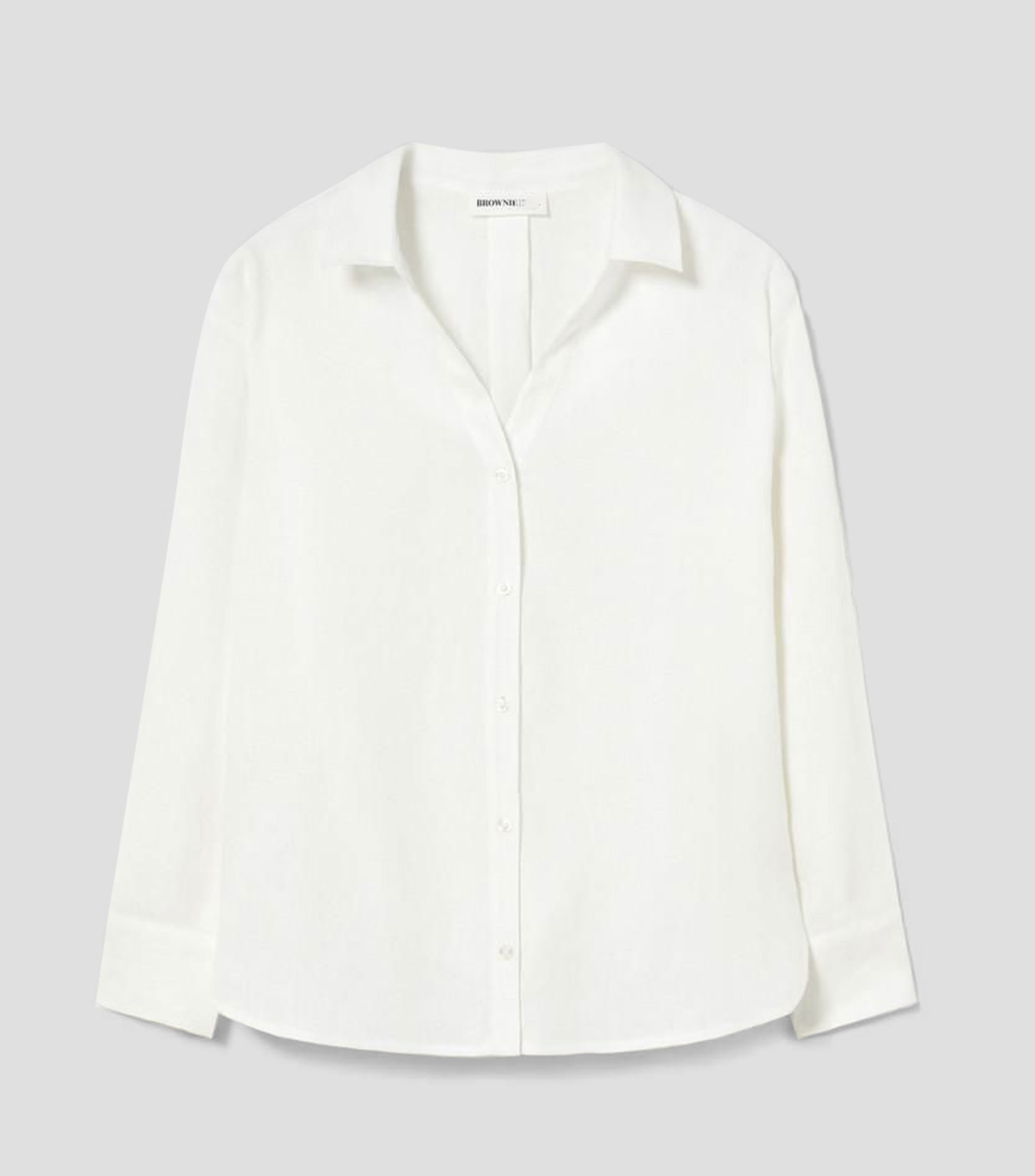 Camisa liso en lino manga larga Mujer