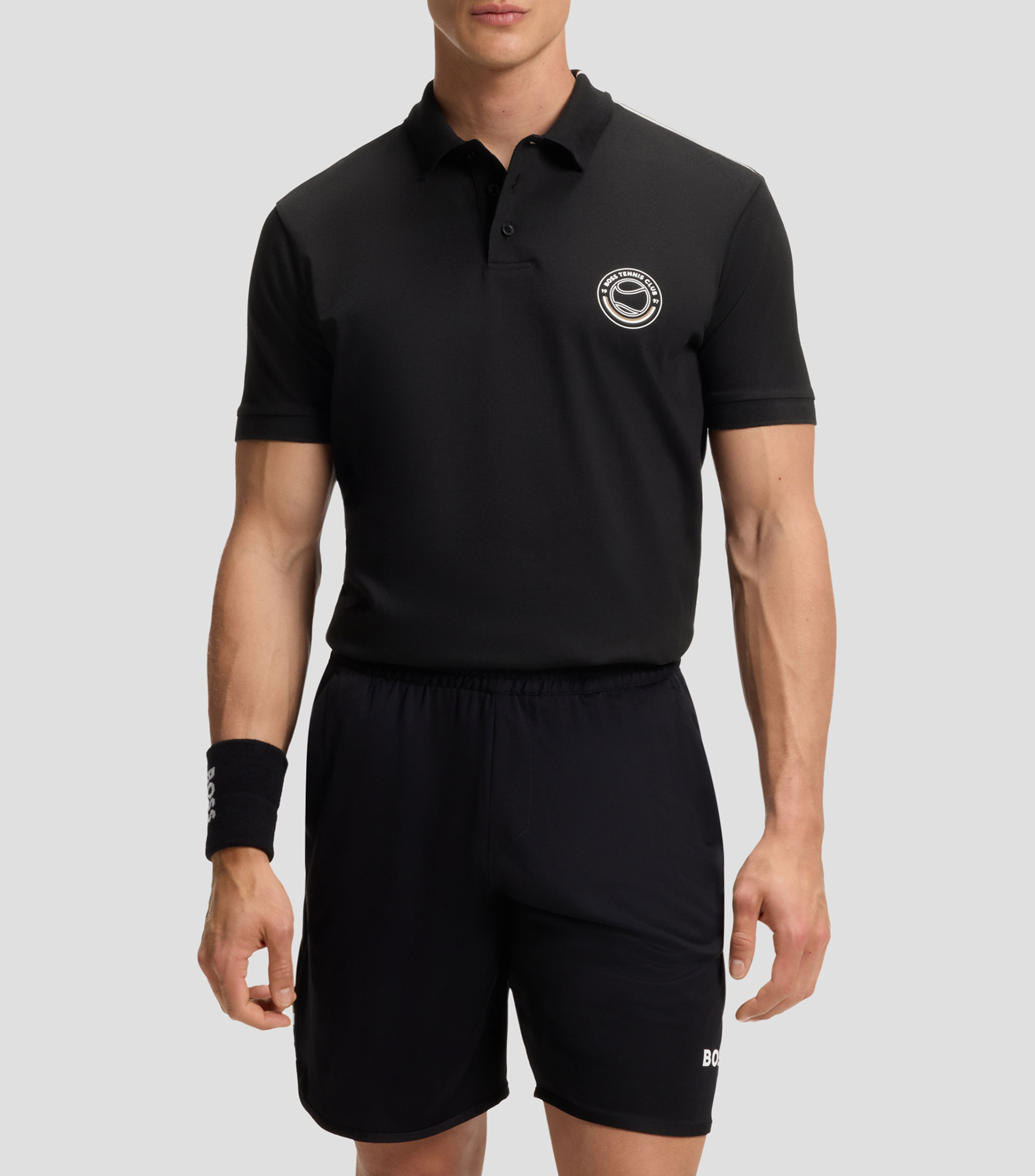 Polo de algodón elástico con un logo inspirado en el tenis Hombre