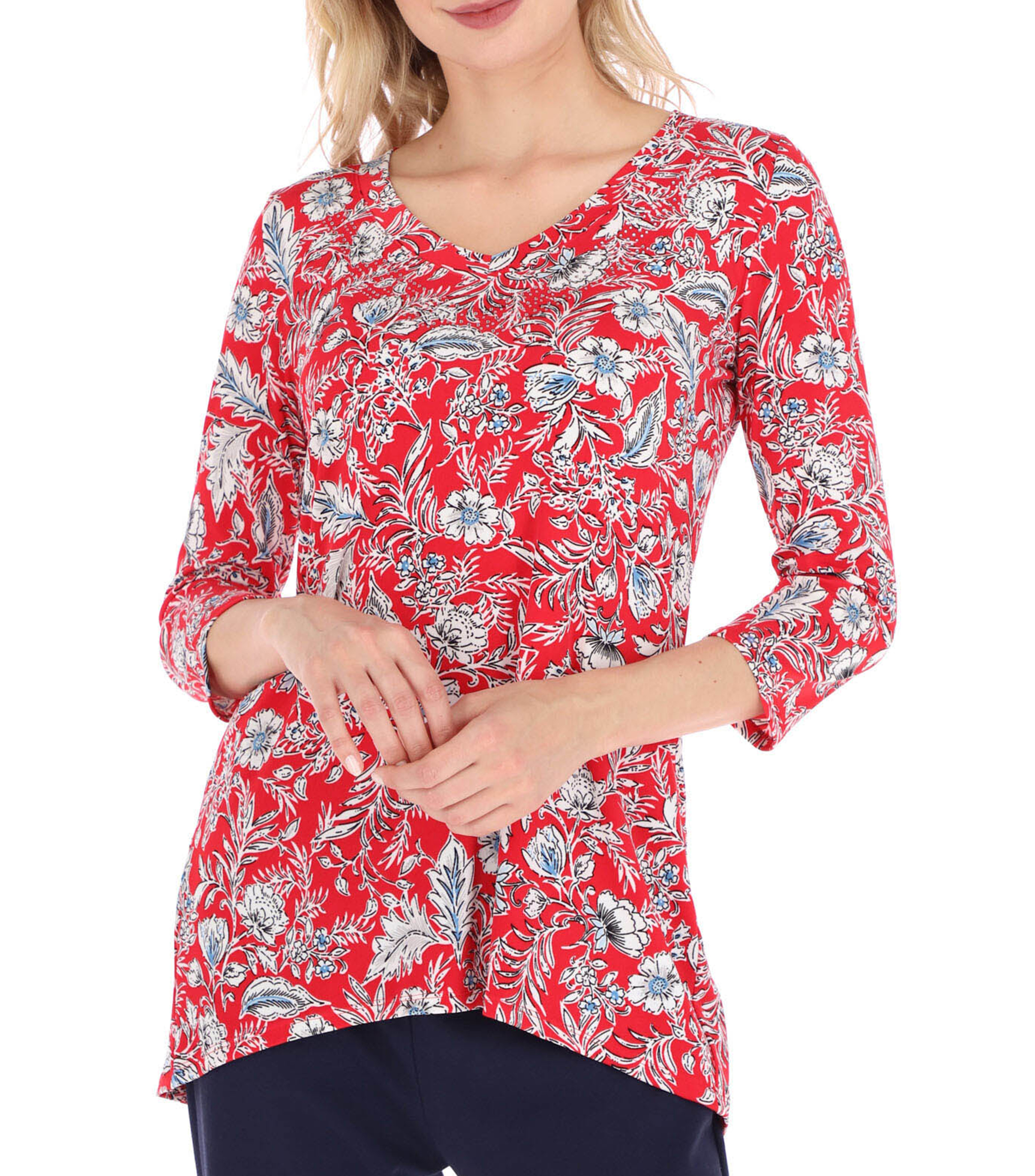 Charme Blusa con flores manga 3 4 Mujer El Palacio de Hierro